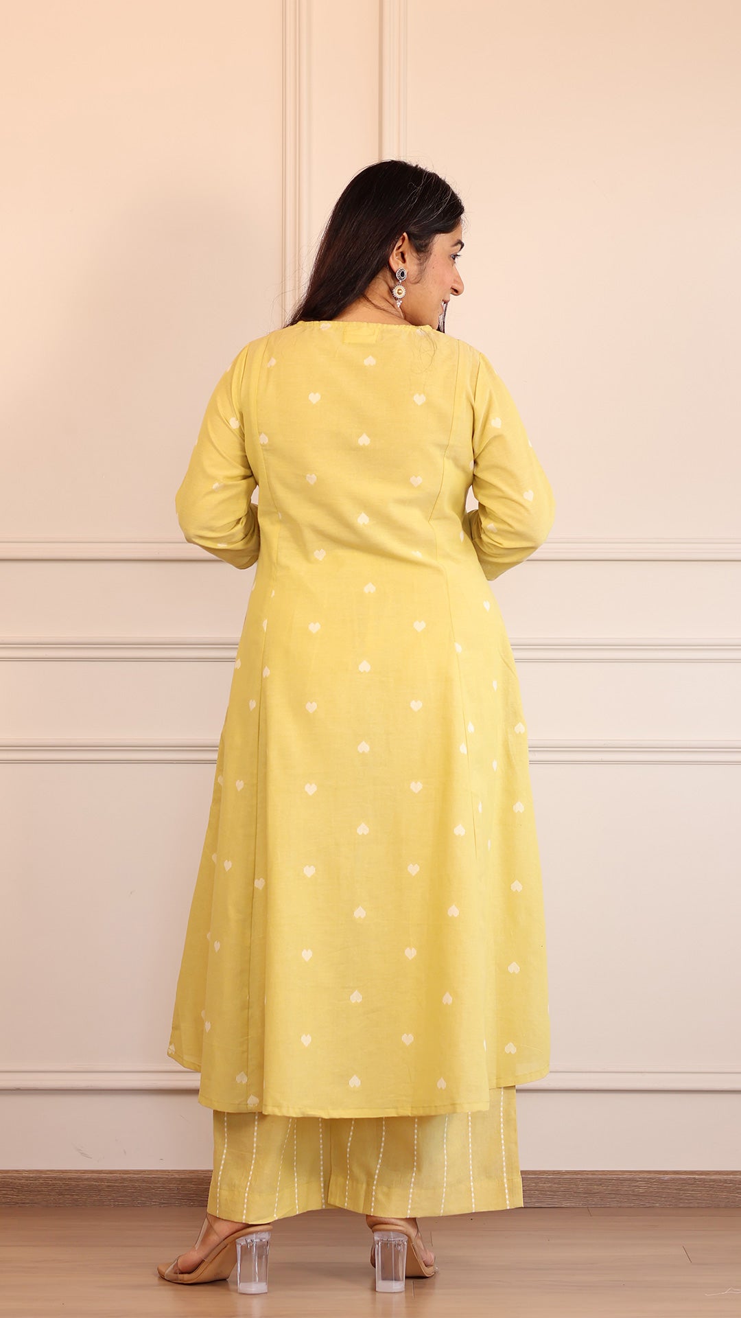 Hearts Handwoven Cotton Kurta - Yellow