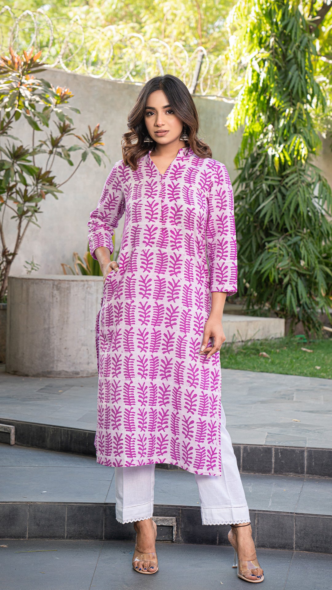 Harvi Batik Hand Block Cotton Kurta -Pink