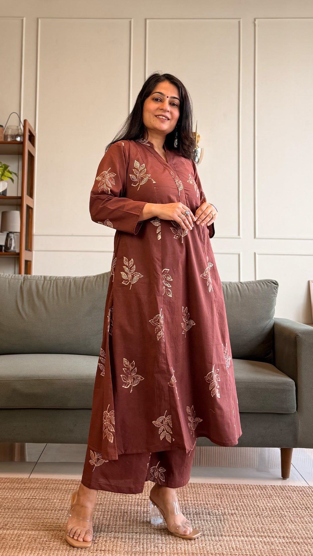 Kim Kali Kurta In Cotton - Brown