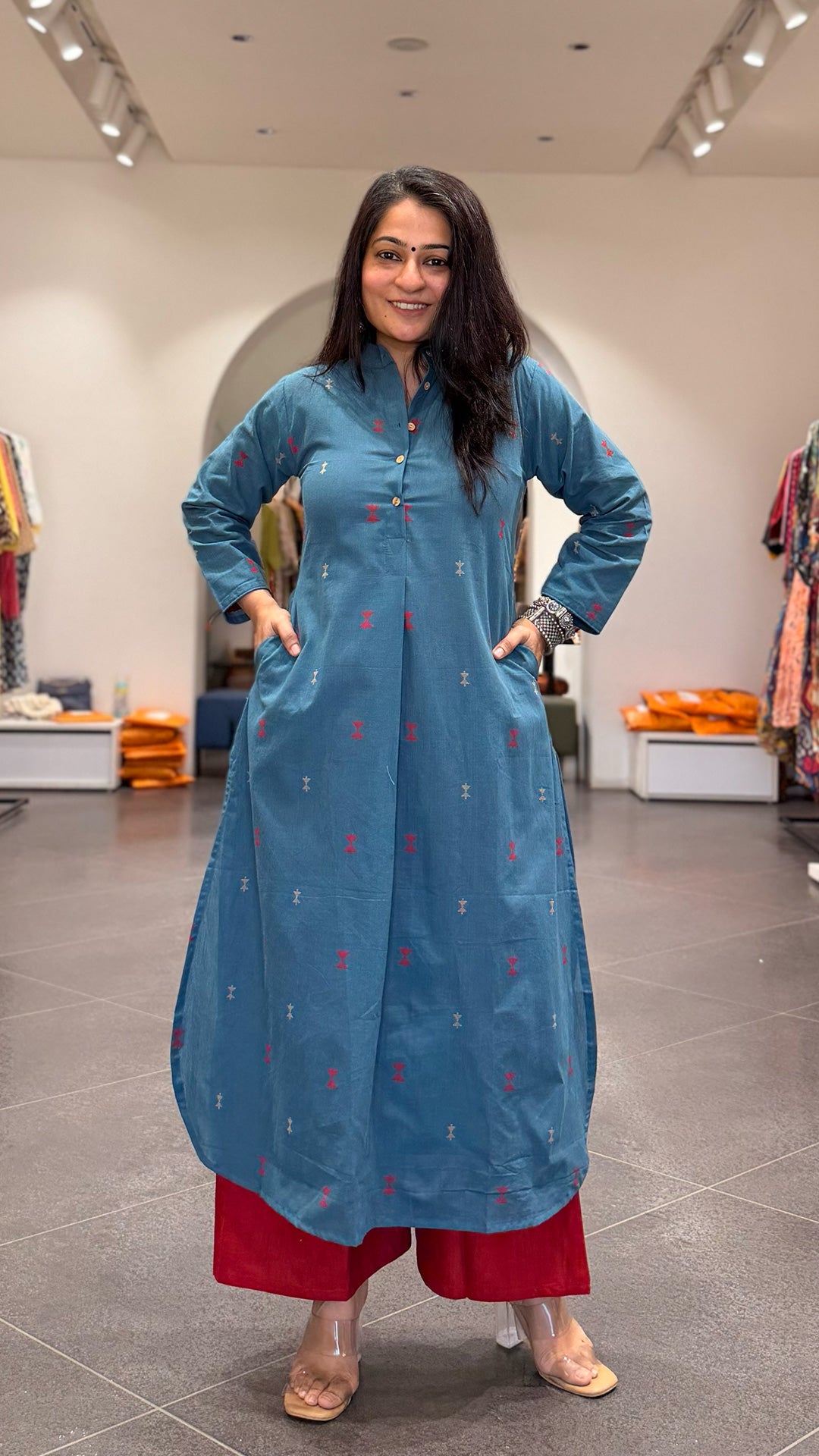 Kahini Blue Hand Woven Cotton Kurta