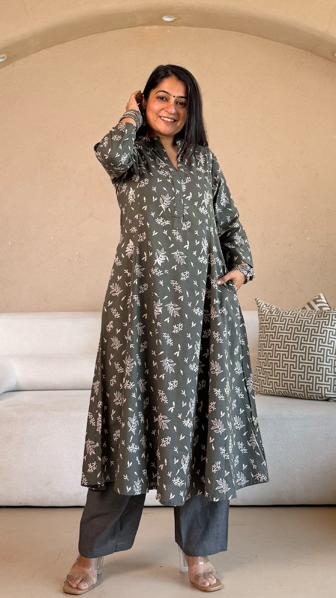 Dhriti Cotton Kurta- Grey