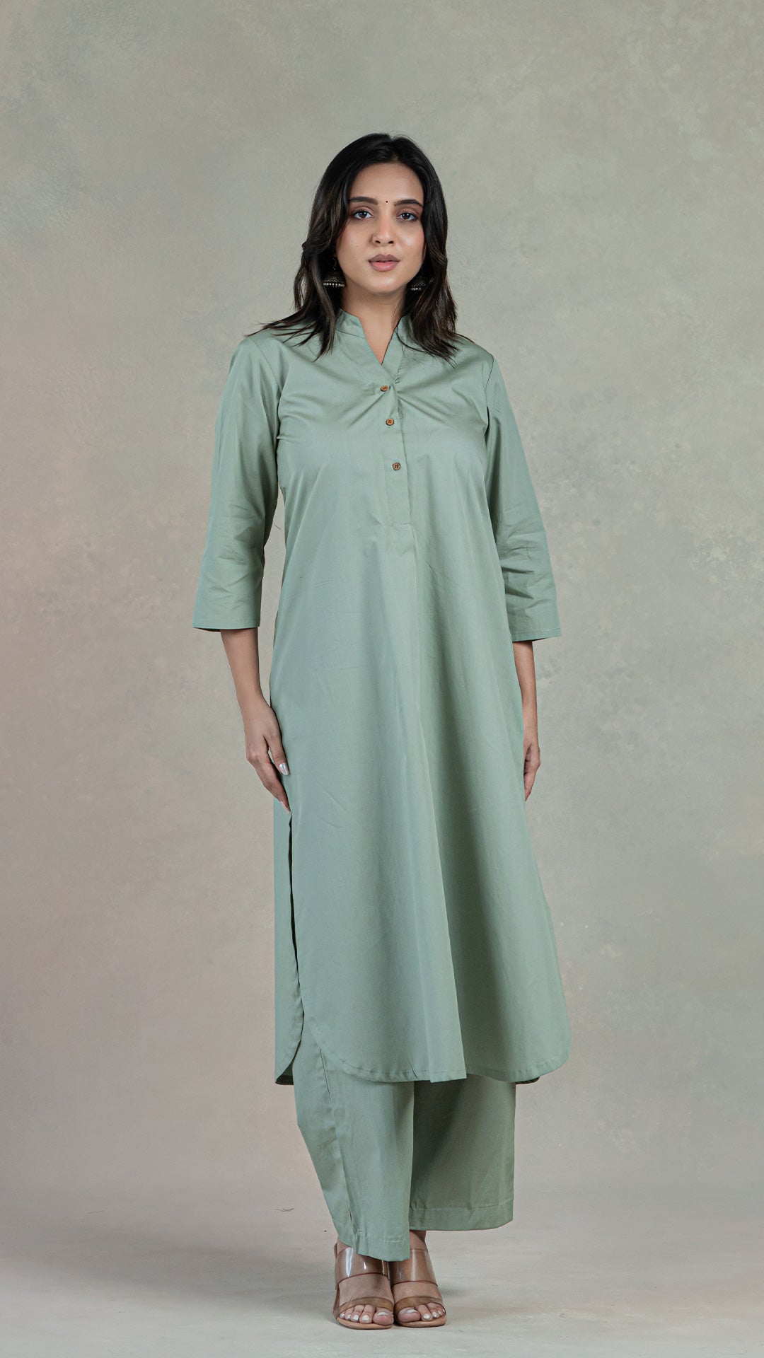 Everyday Organic Cotton Kurta- Sage Green