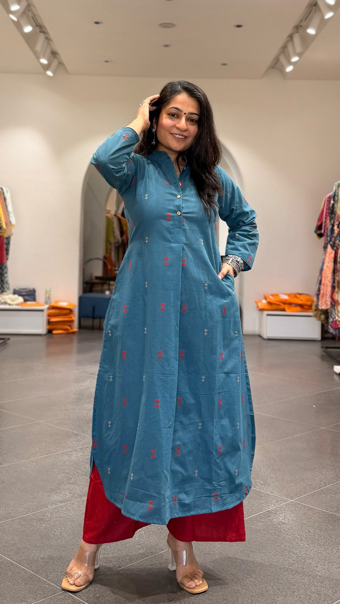 Kahini Blue Hand Woven Cotton Kurta