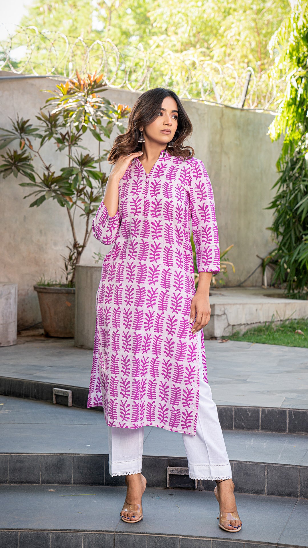 Harvi Batik Hand Block Cotton Kurta -Pink