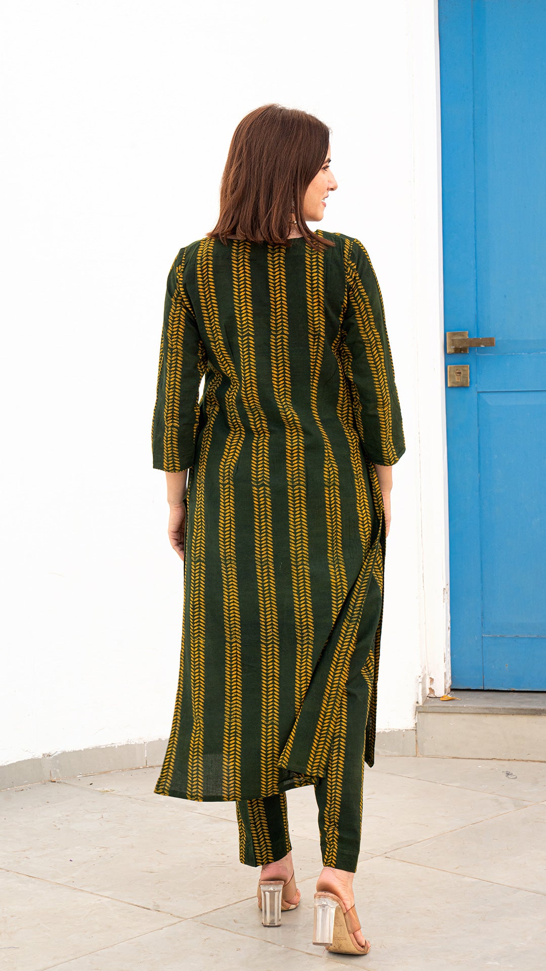 Vedica Green Dabu Kurta In Cotton