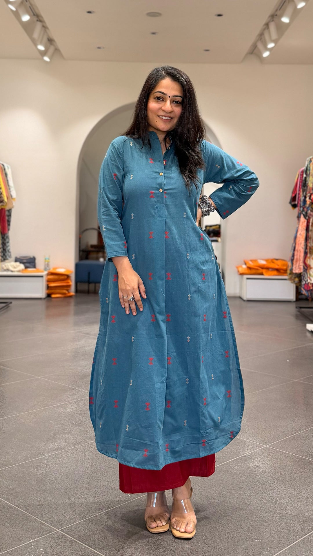 Kahini Blue Hand Woven Cotton Kurta