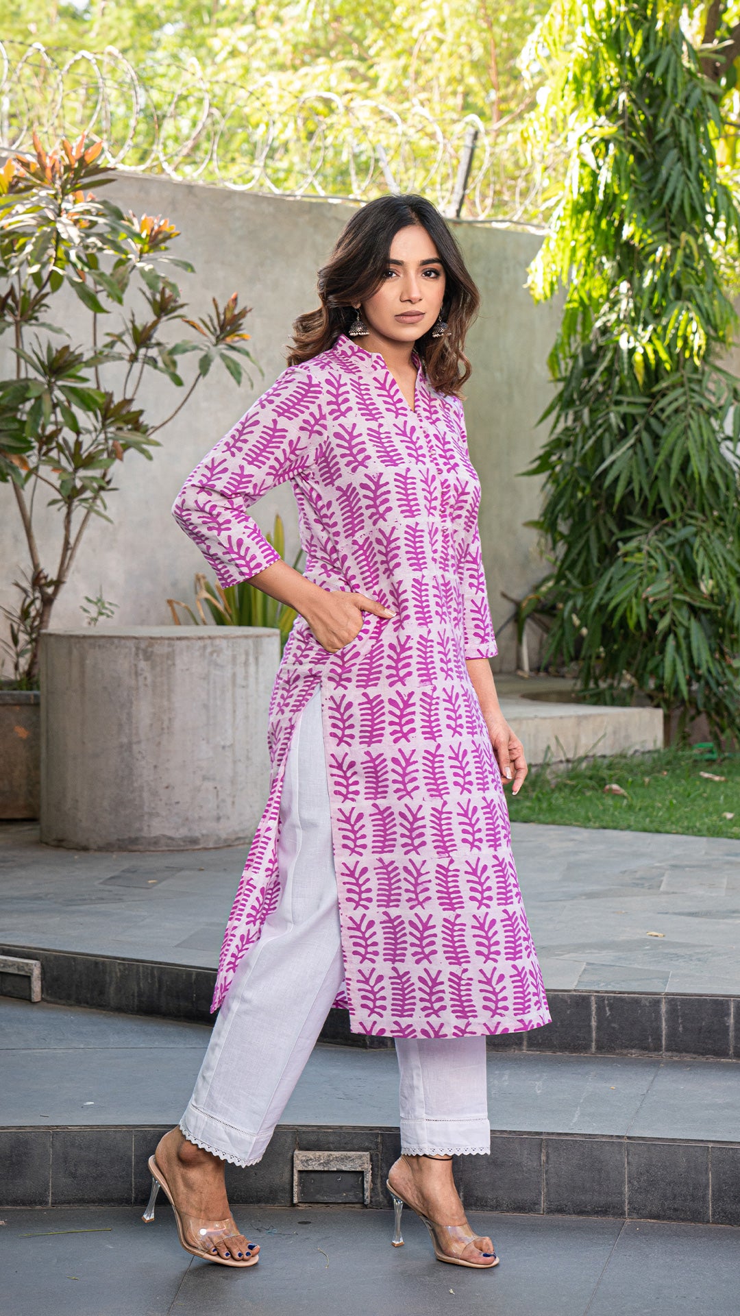 Harvi Batik Hand Block Cotton Kurta -Pink