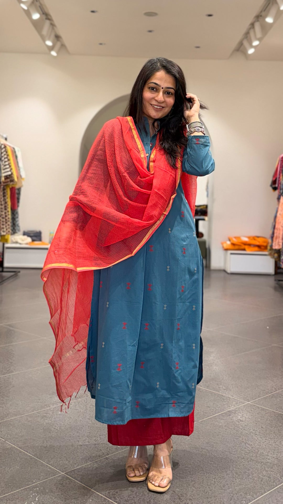 Kahini Blue Hand Woven Cotton Kurta