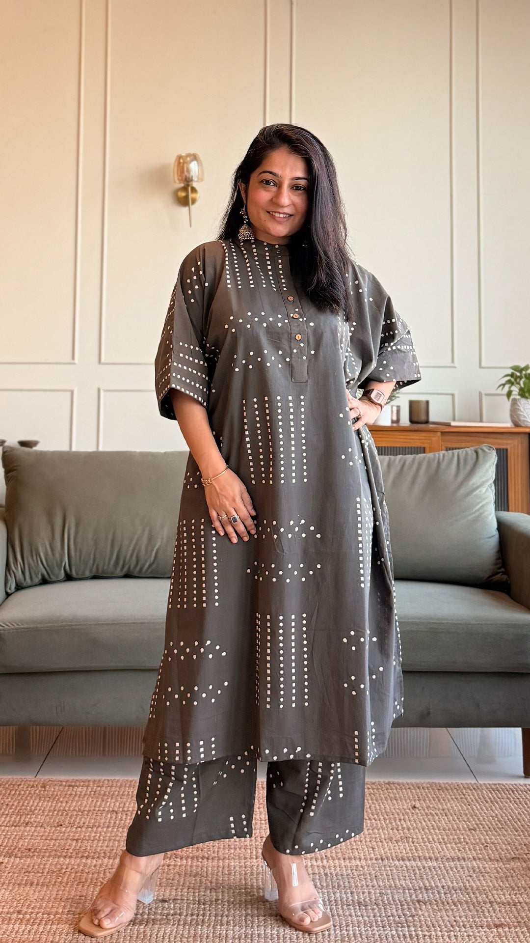 Hannah Cotton Kaftan Co-ord - Grey