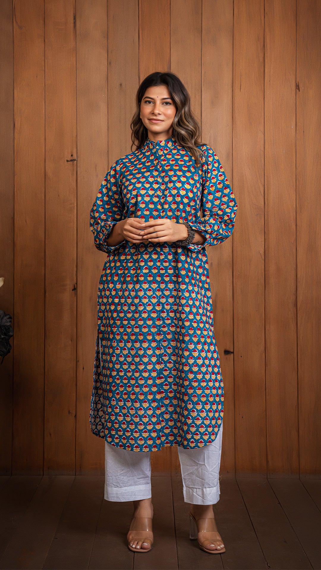 Prisha Sanganeri Cotton Jabha Kurta - Blue