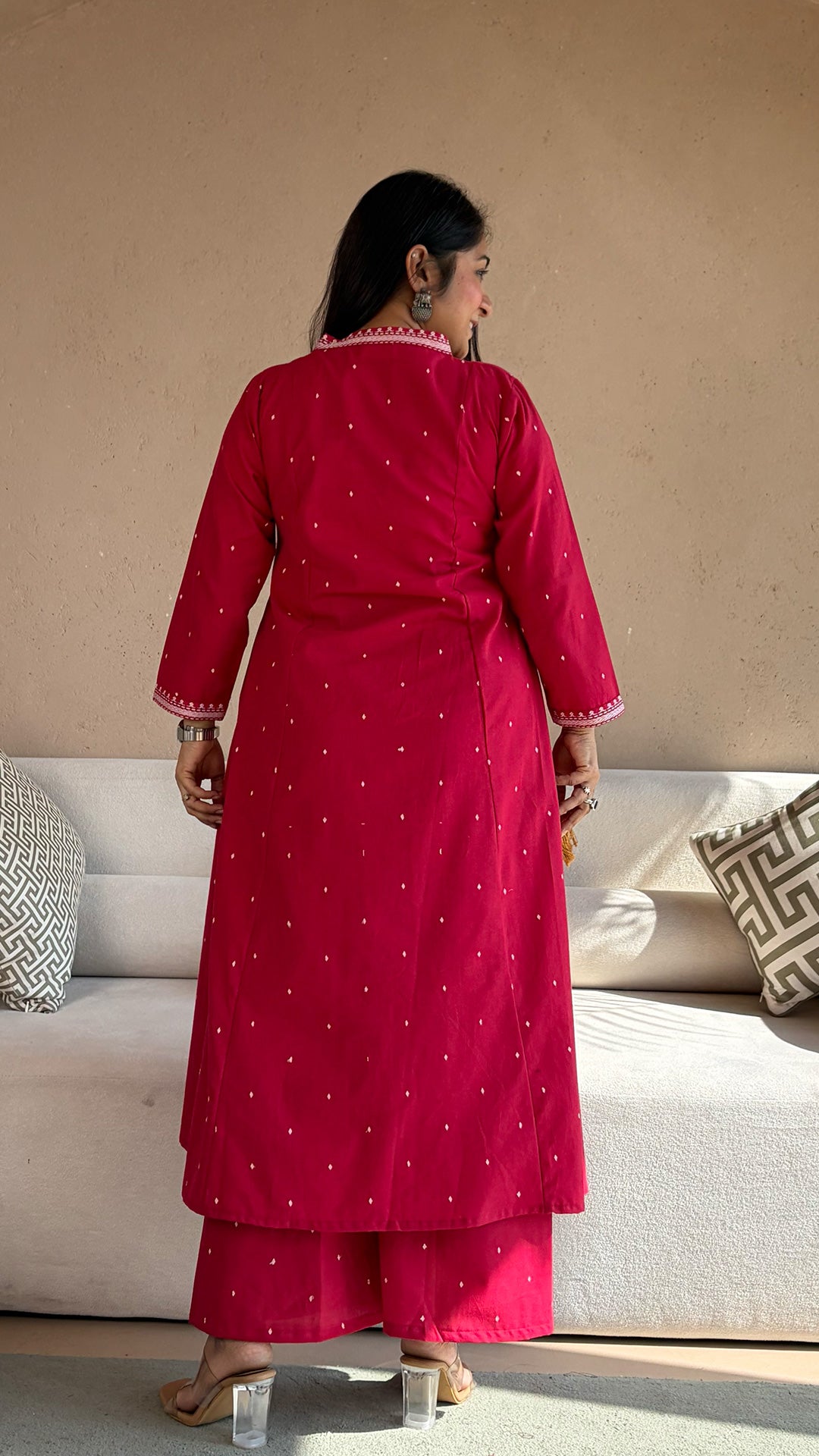 Chaavi Red Hand Woven Cotton Kurta