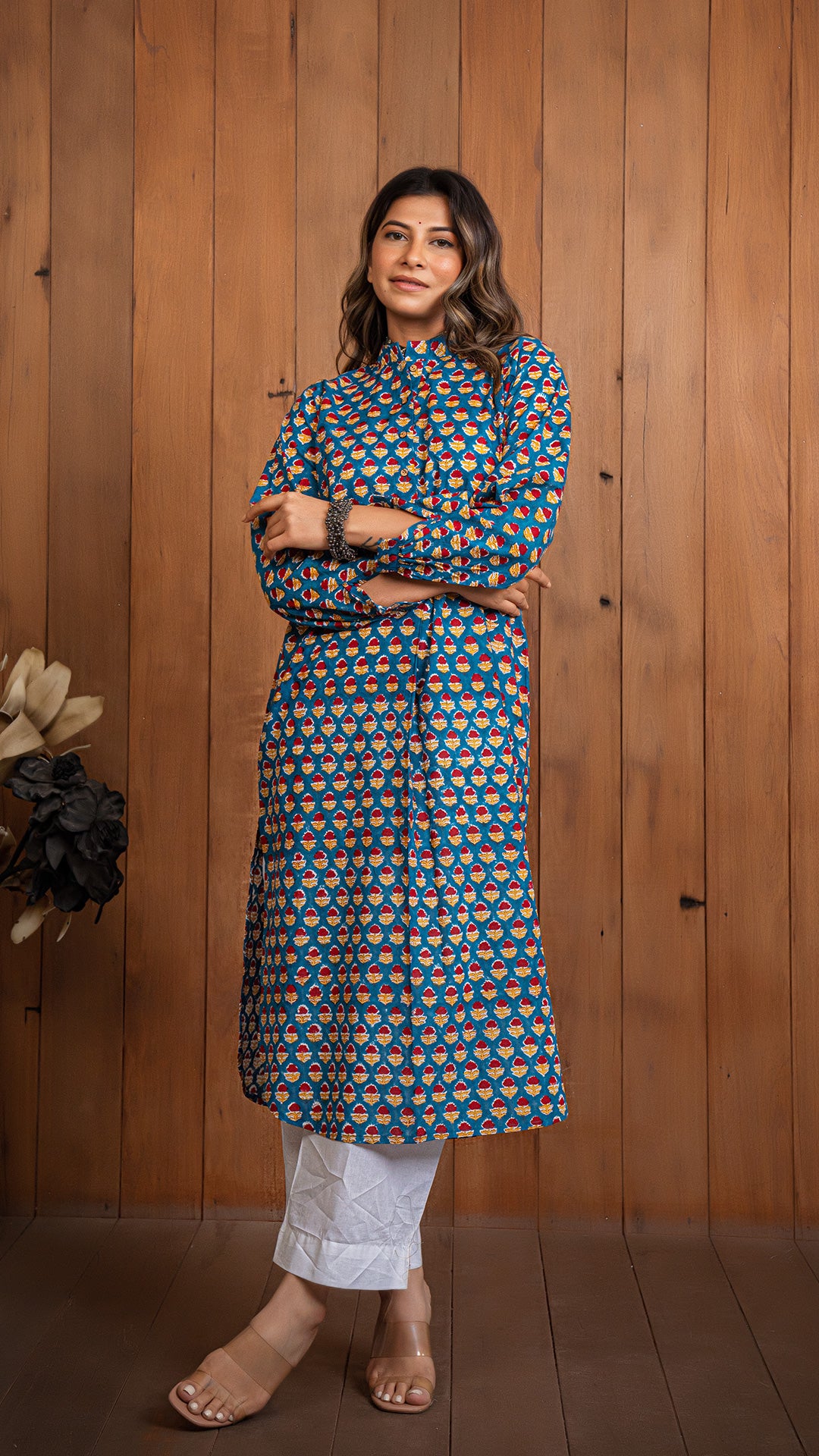 Prisha Sanganeri Cotton Jabha Kurta - Blue