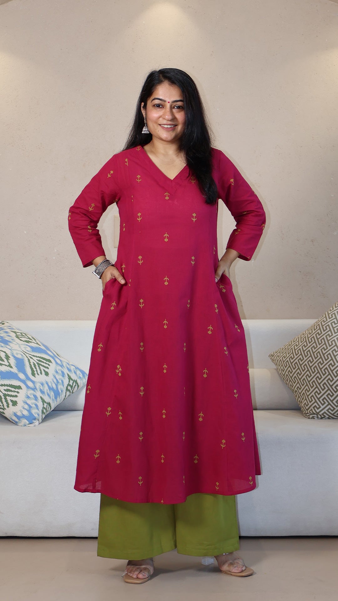 Eesha Handwoven Cotton Kurta - Pink