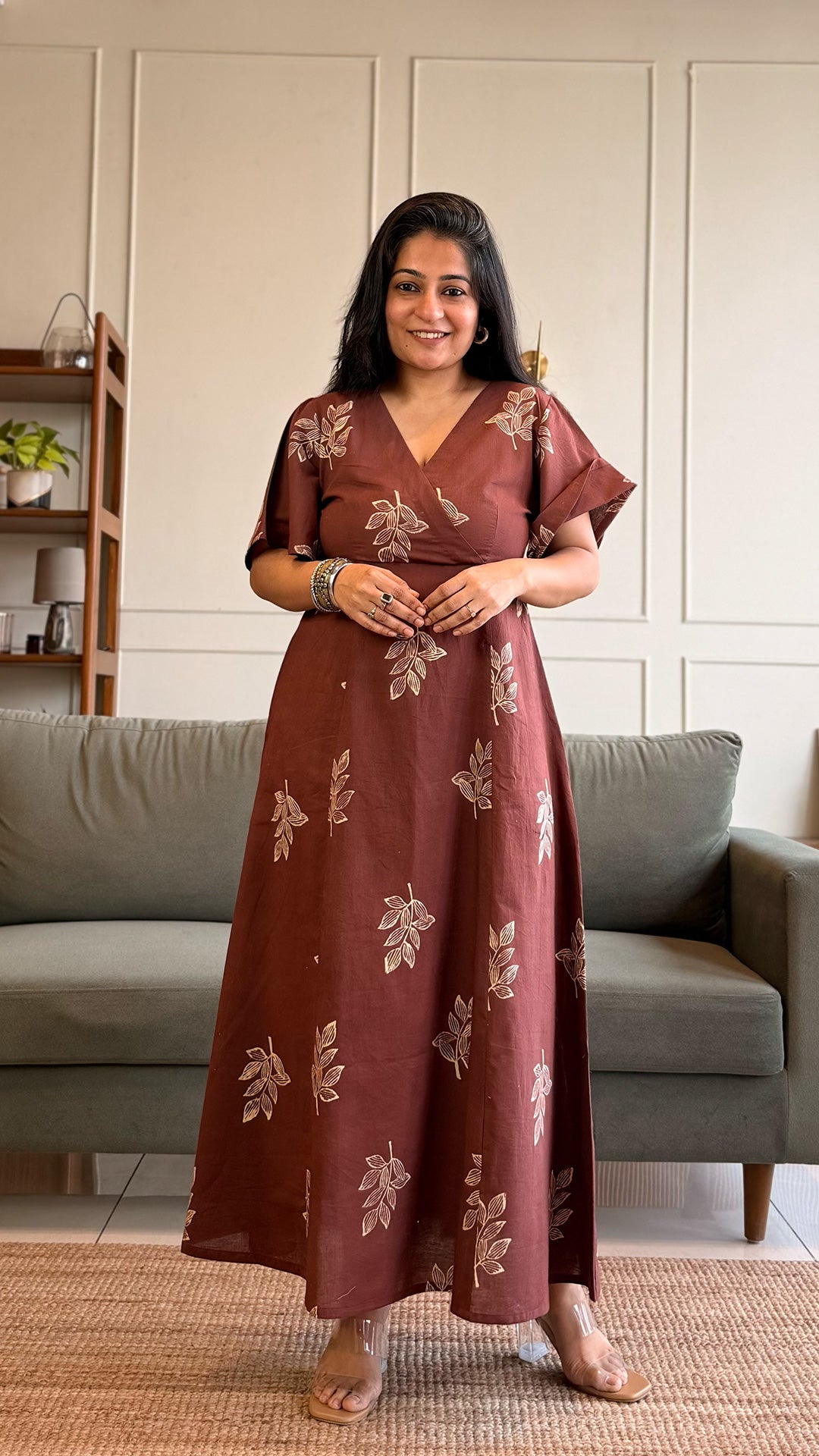 Emily Cotton Midi Dress - Burgundy