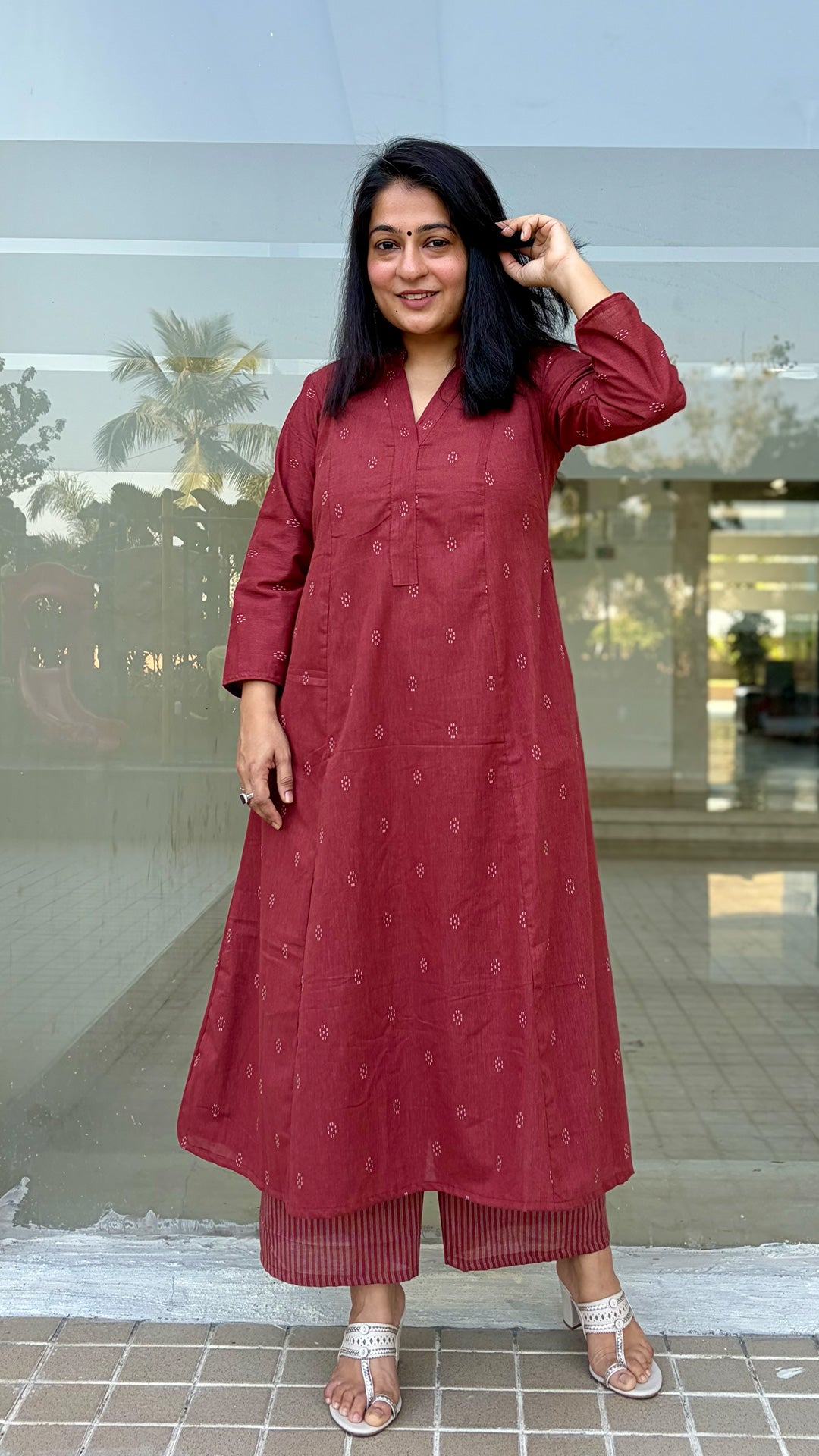 Sabaa Rust Hand Woven Cotton Kurta