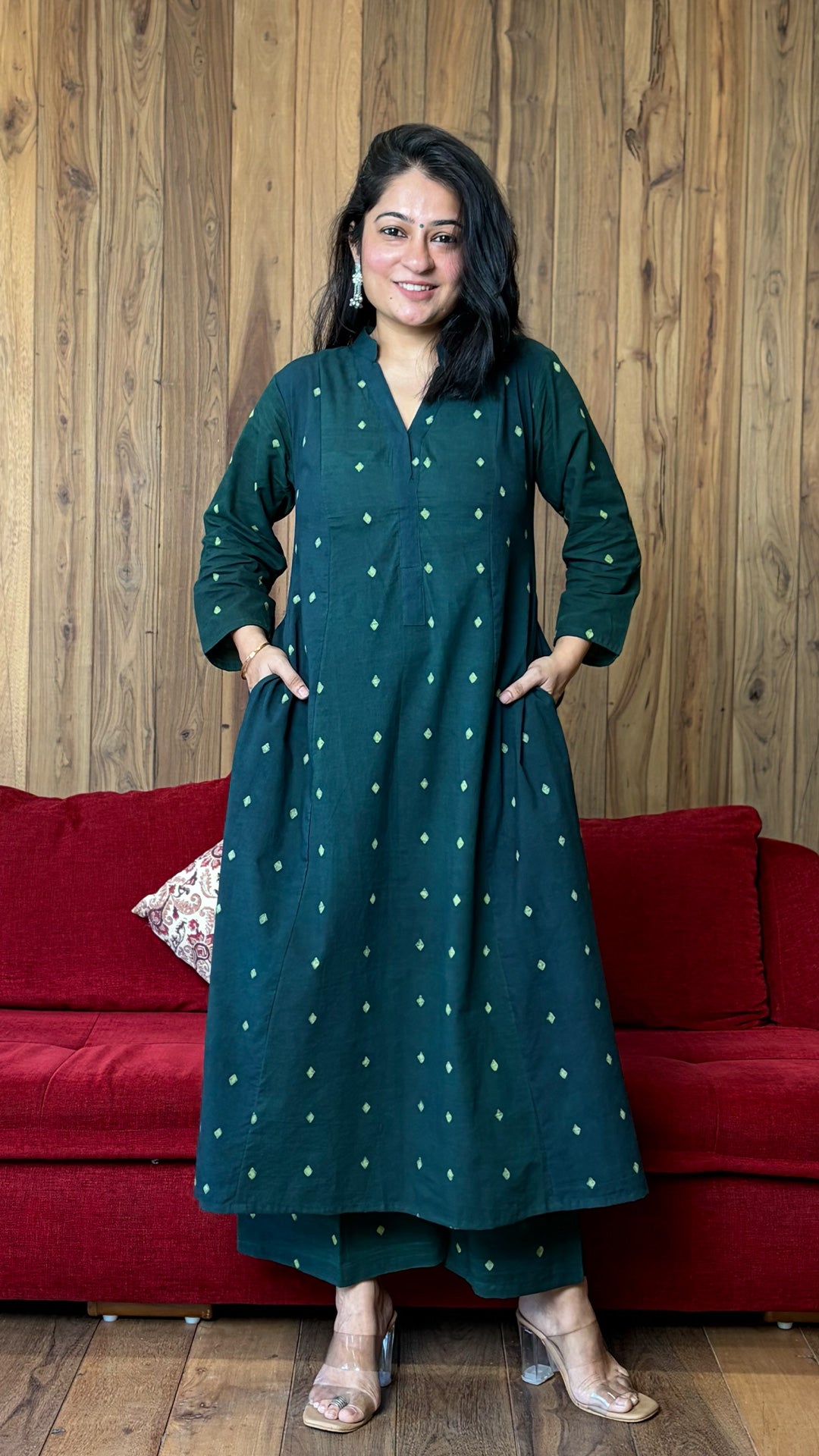 The Diamond Dabu Kali Kurta In Green