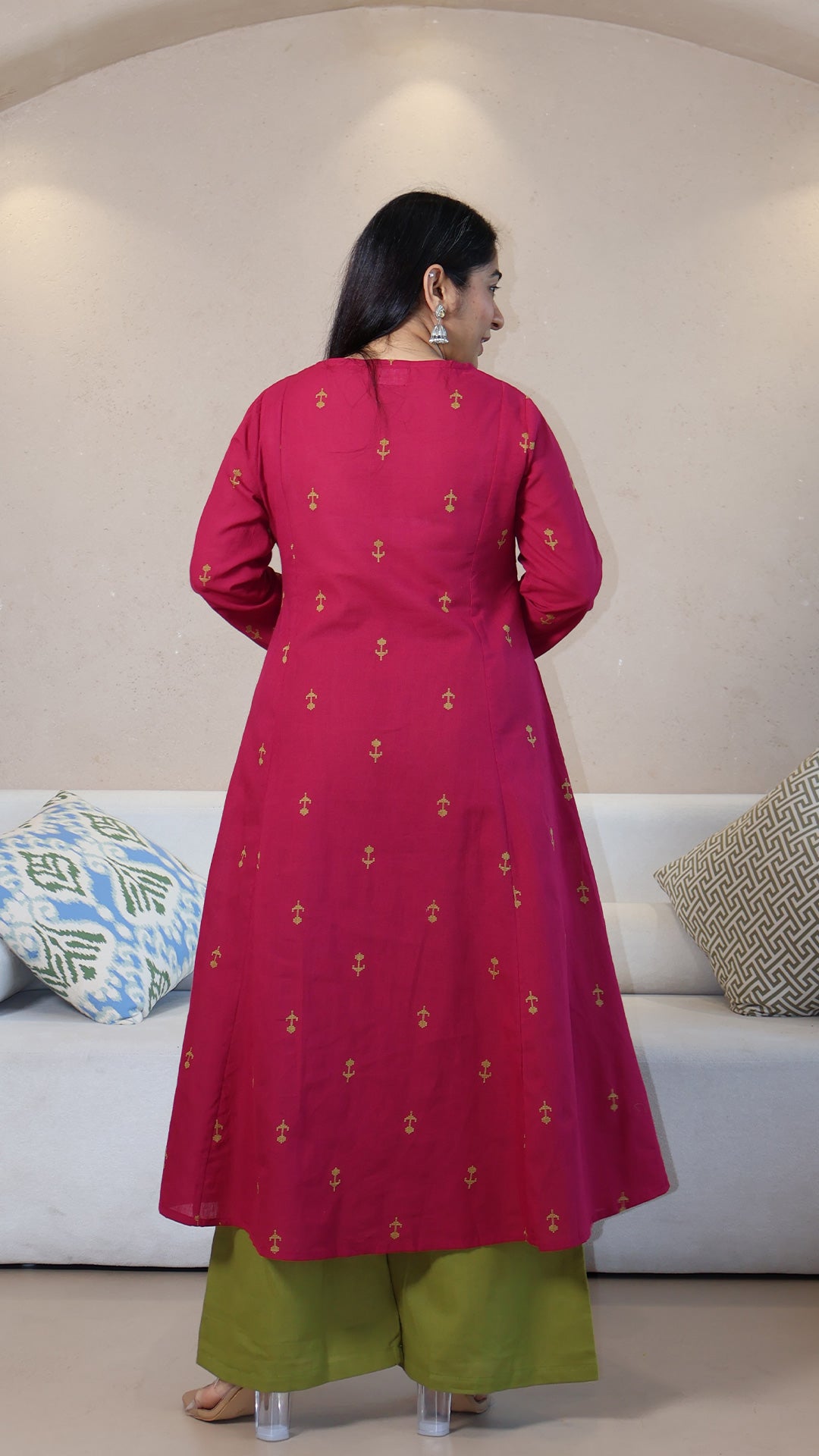 Eesha Handwoven Cotton Kurta - Pink
