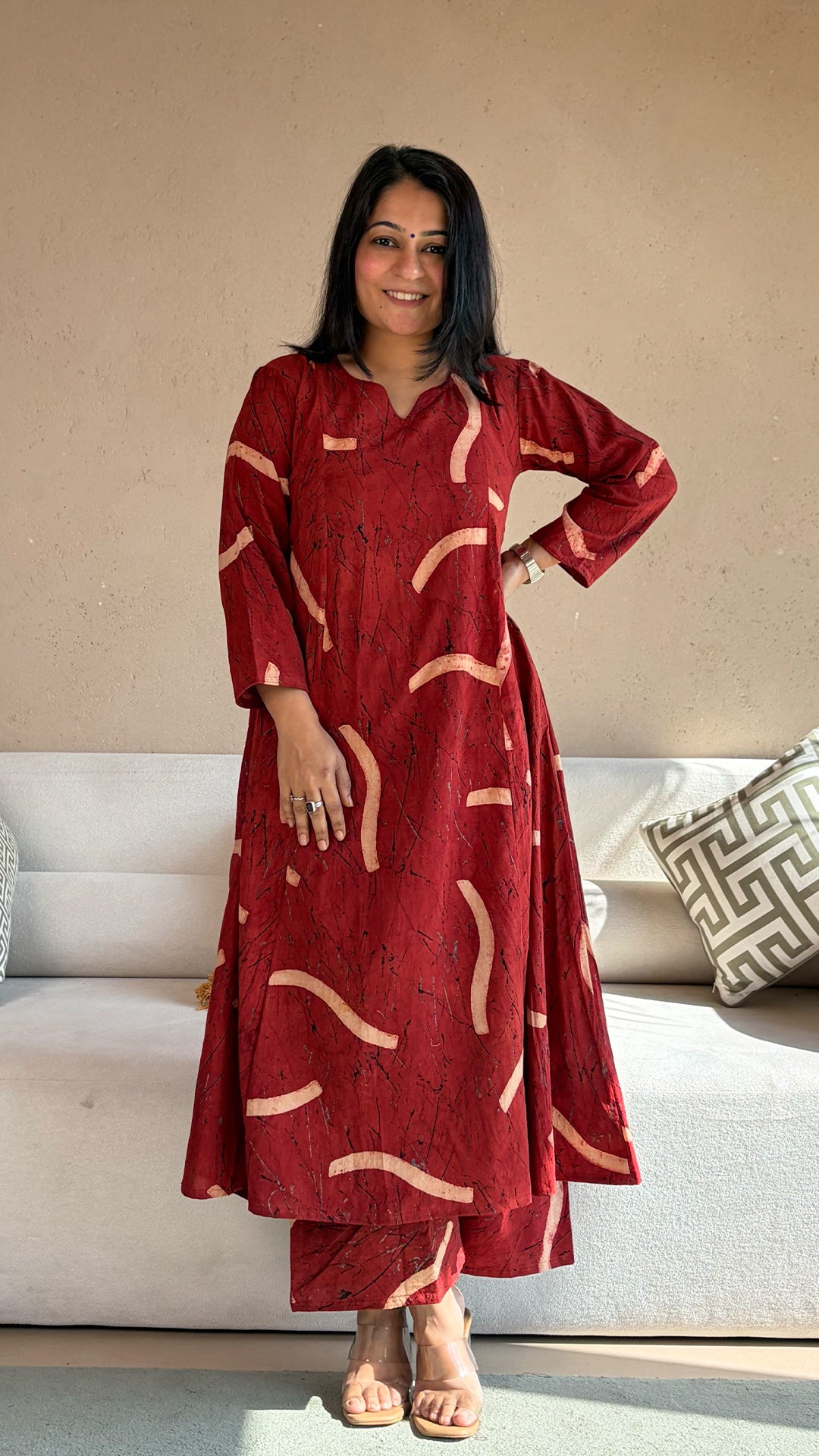 Akira Ajrakh Kali Kurta In Cotton - Red