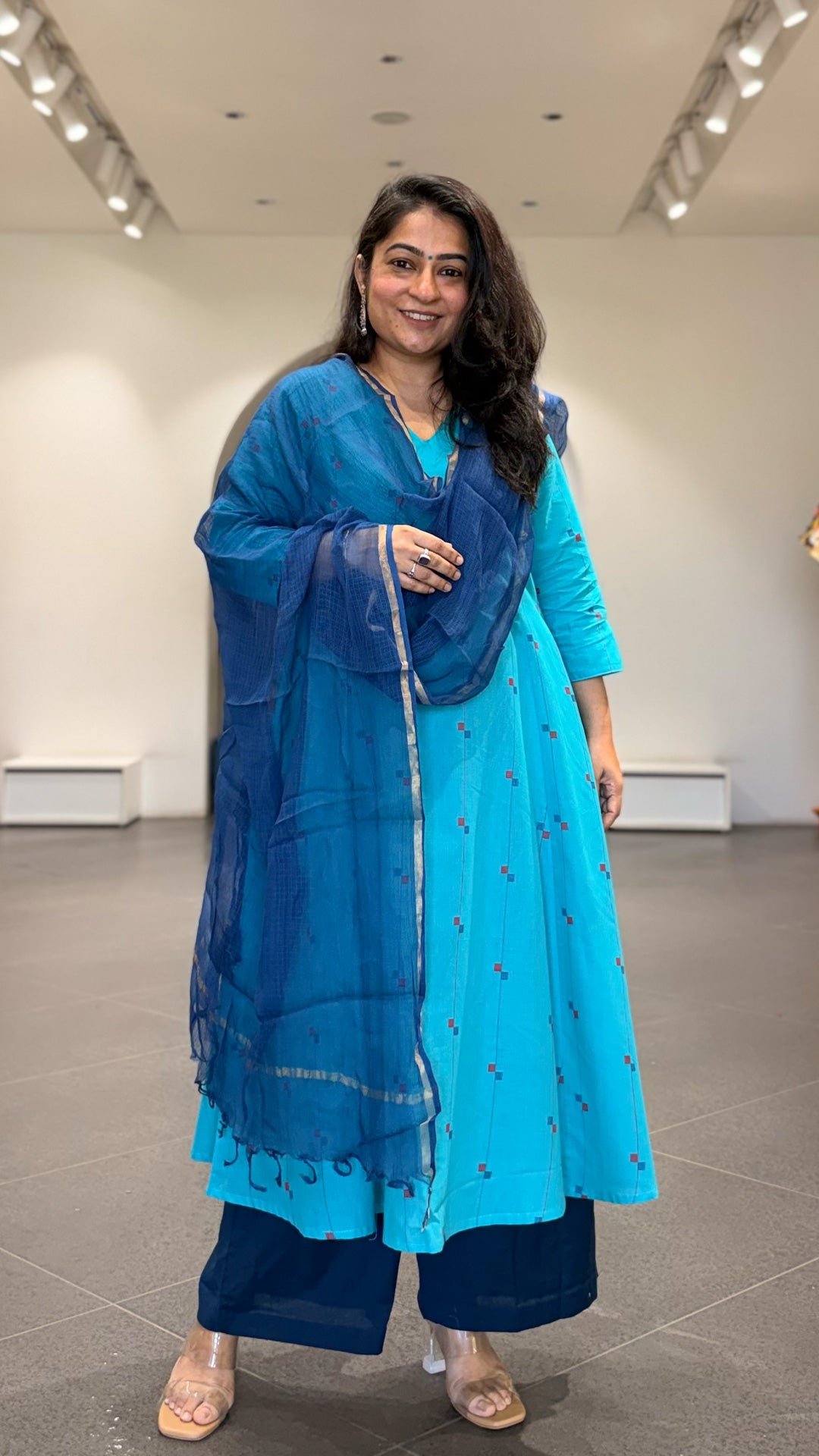Heloise Handwoven Cotton Kurta - Light Blue