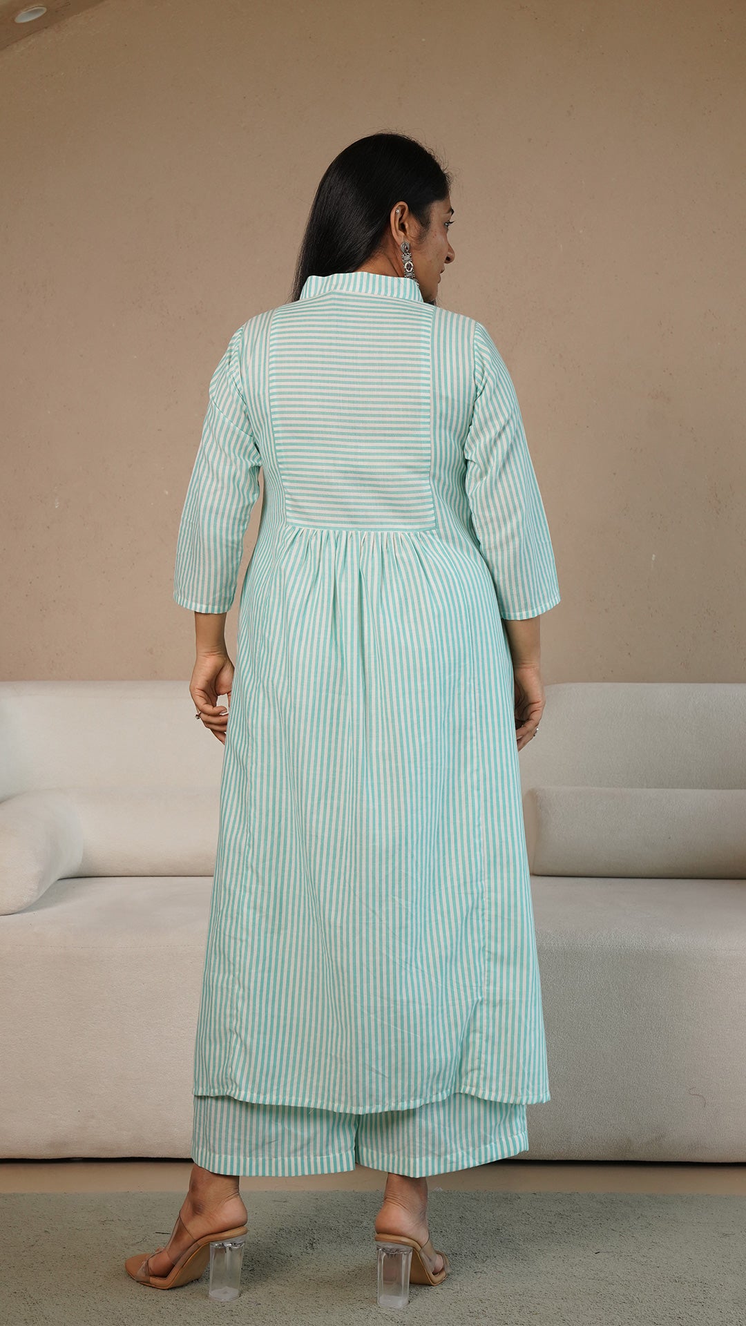 Green Stripes Hand Woven Cotton Kurta