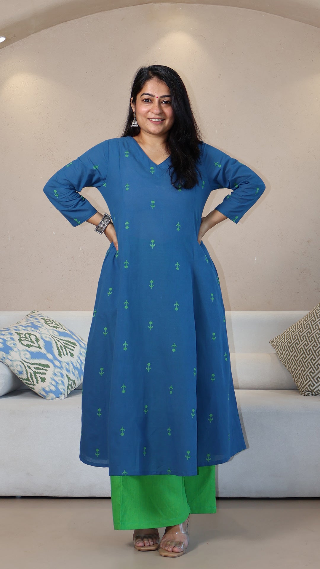 Anushka Handwoven Cotton Kurta - Blue