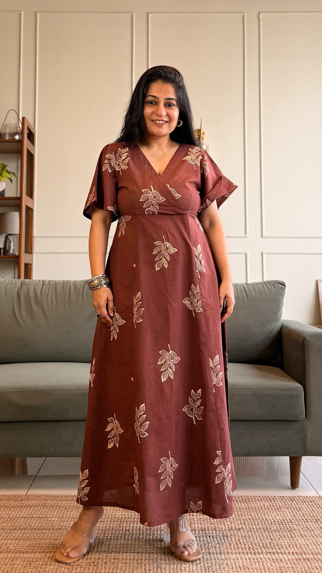 Emily Cotton Midi Dress - Burgundy