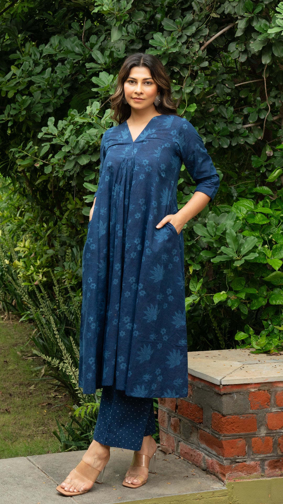 Rachael Hand Block Cotton Kurta - Indigo