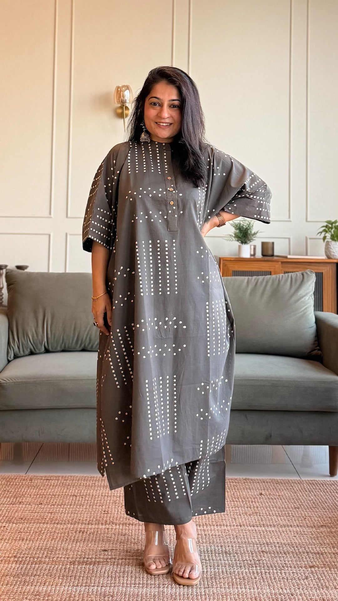 Hannah Cotton Kaftan Co-ord - Grey