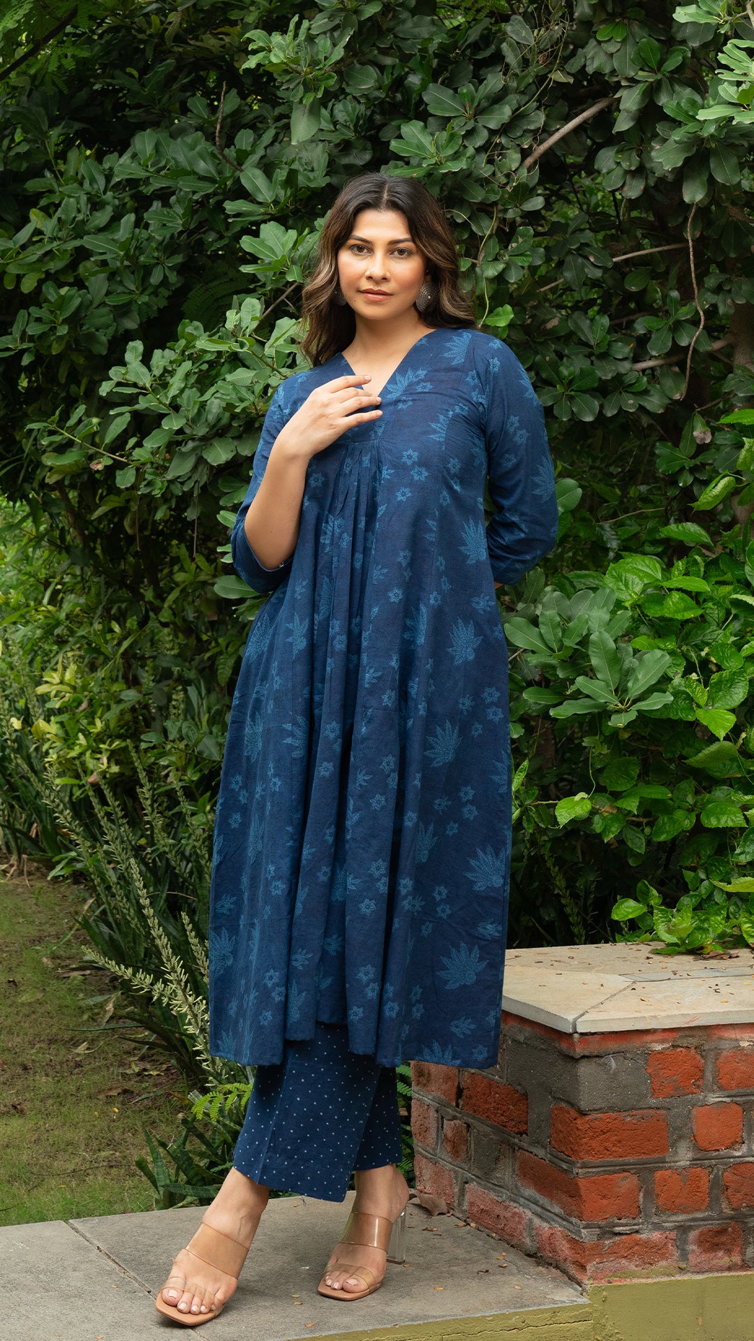 Rachael Hand Block Cotton Kurta - Indigo