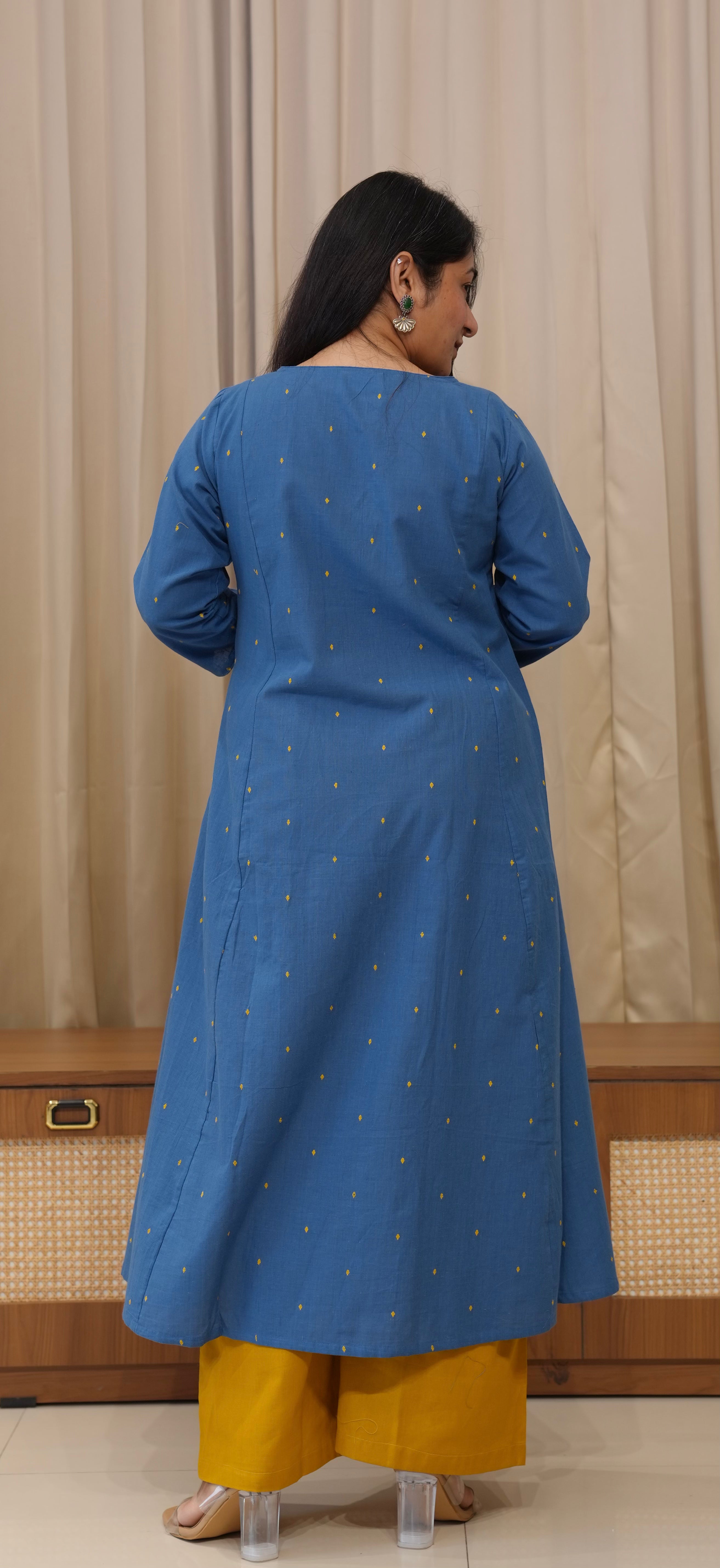 Anjali Handwoven Cotton Kurta - Denim Blue