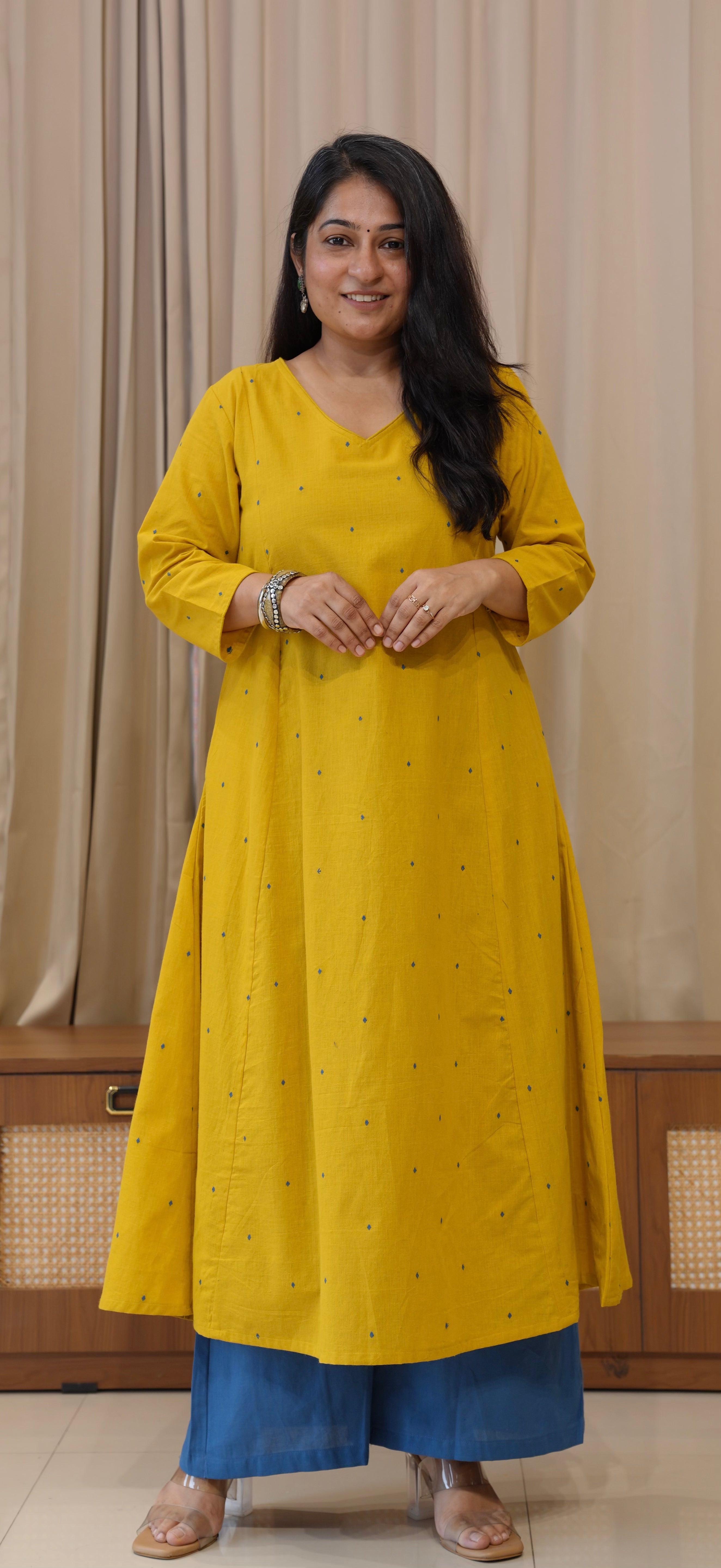 Kritika Handwoven Cotton Kurta - Yellow
