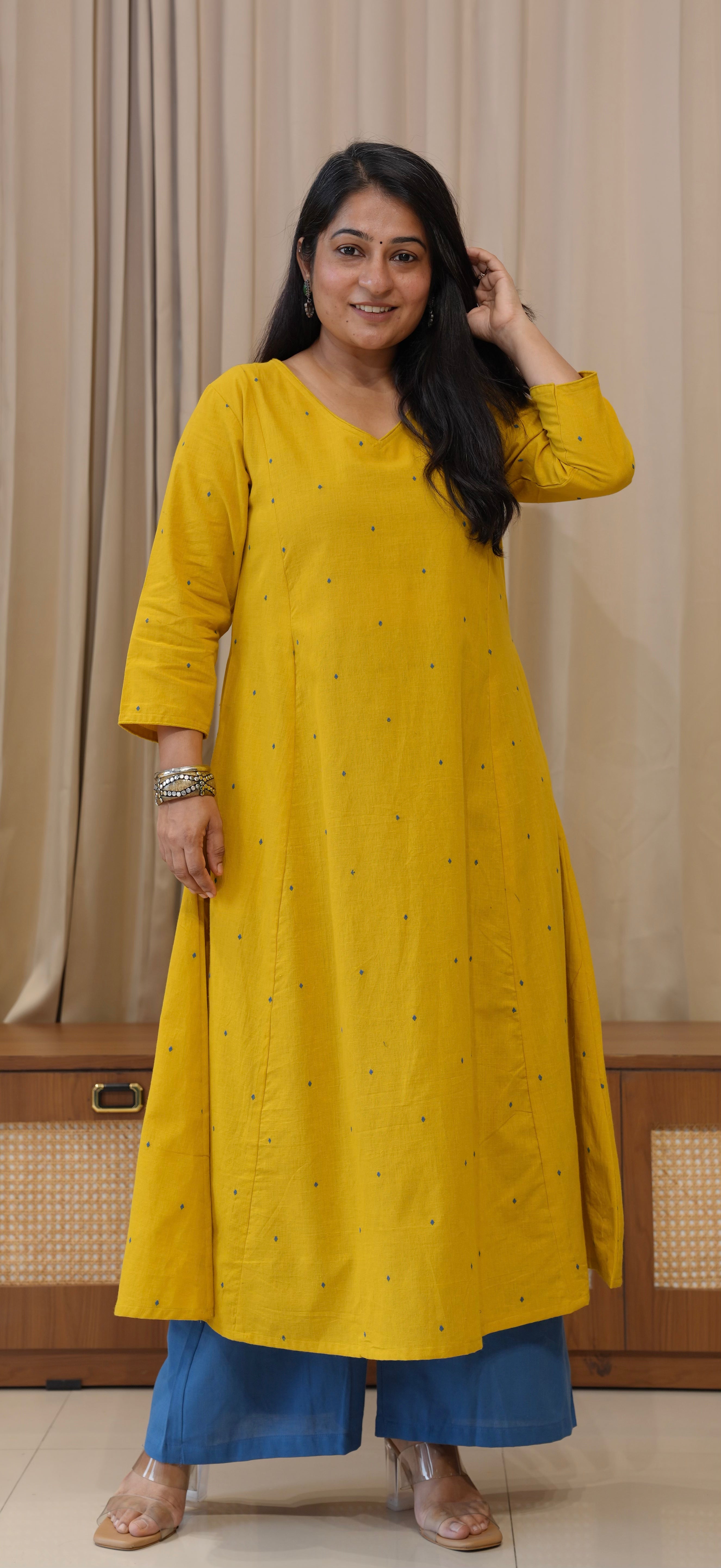 Kritika Handwoven Cotton Kurta - Yellow