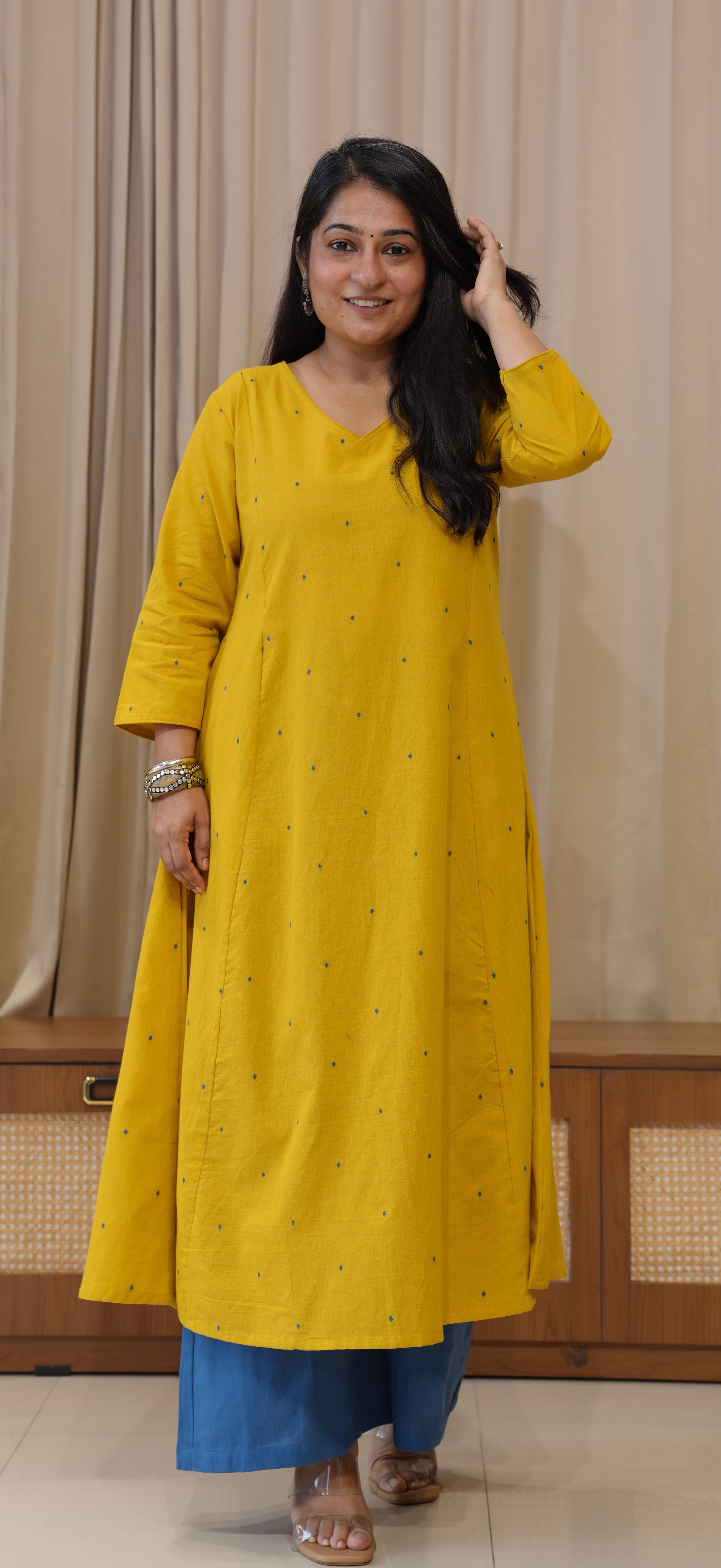 Kritika Handwoven Cotton Kurta - Yellow