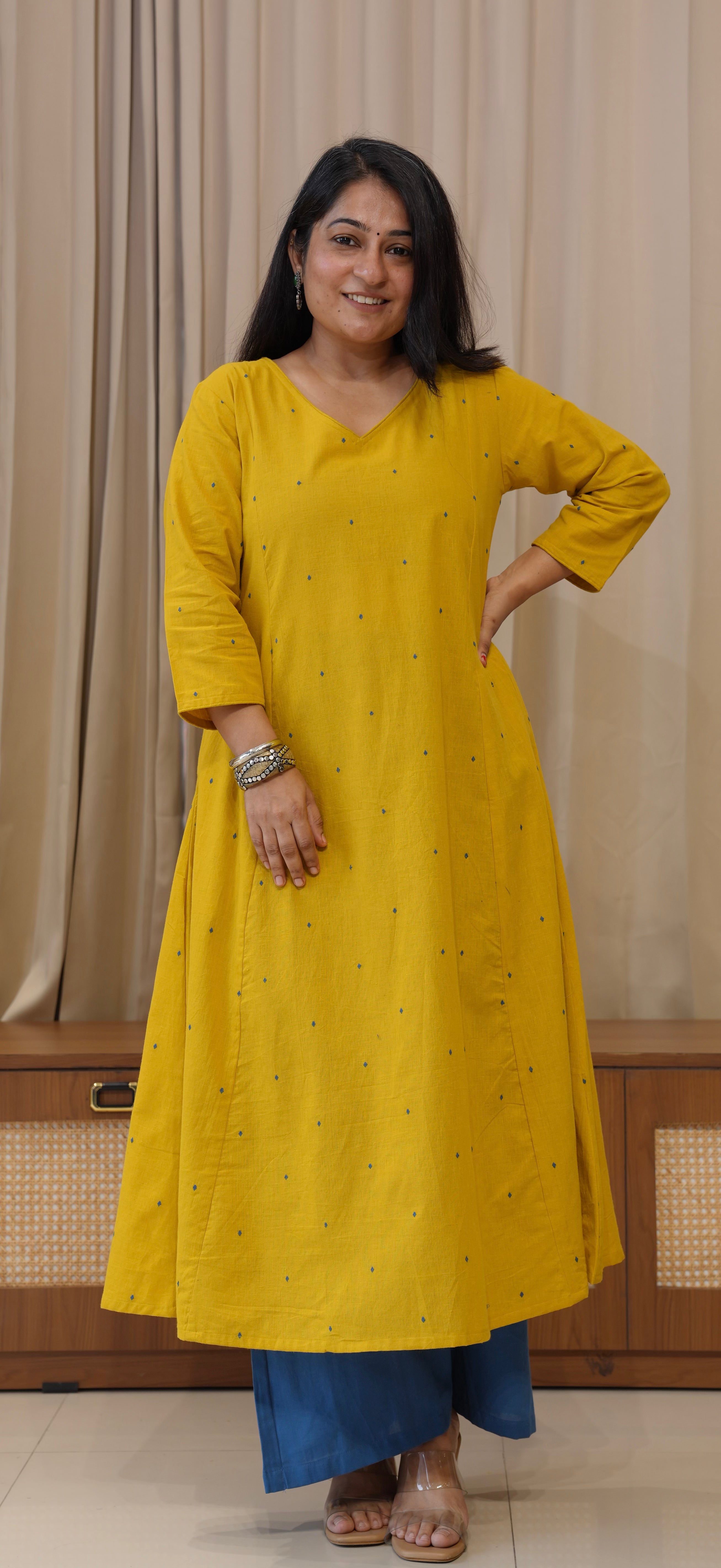 Kritika Handwoven Cotton Kurta - Yellow