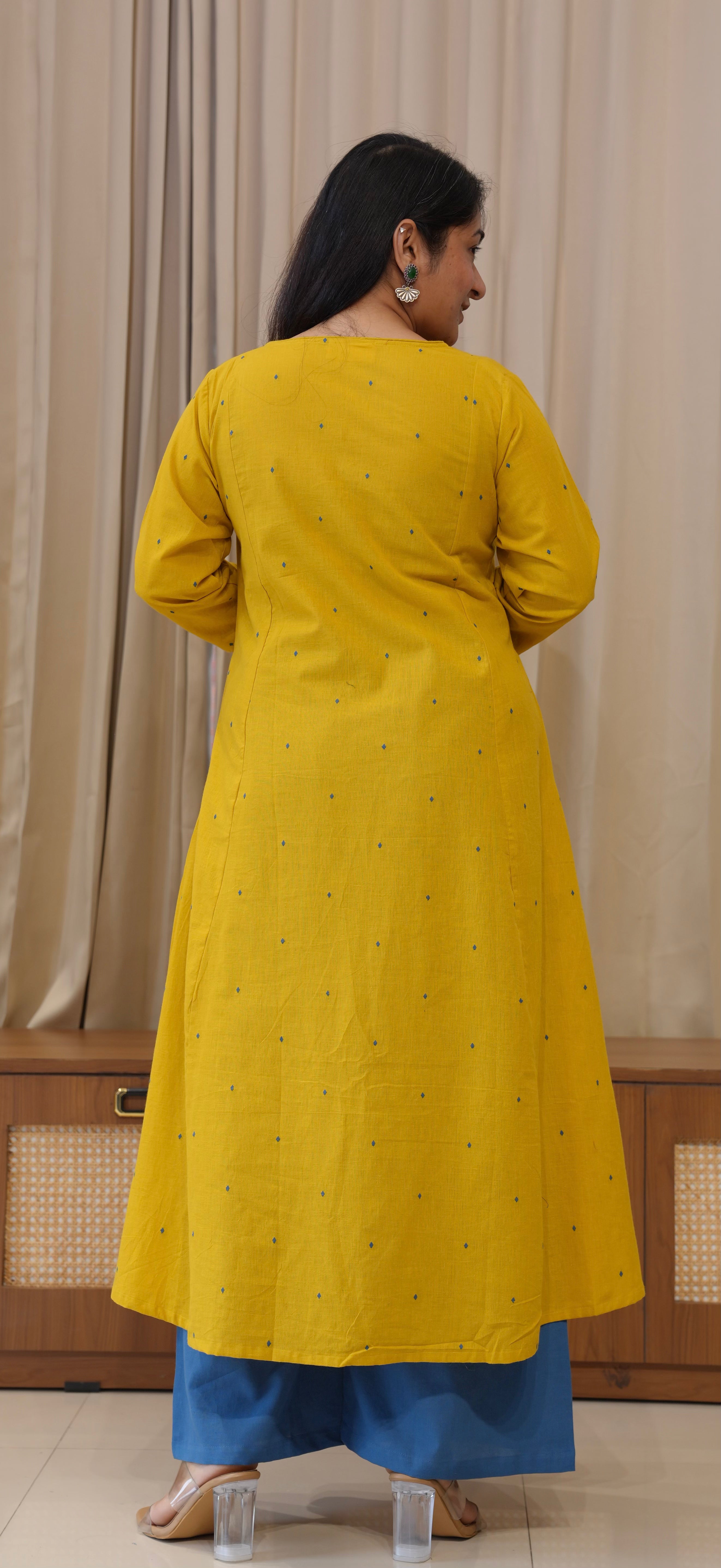 Kritika Handwoven Cotton Kurta - Yellow