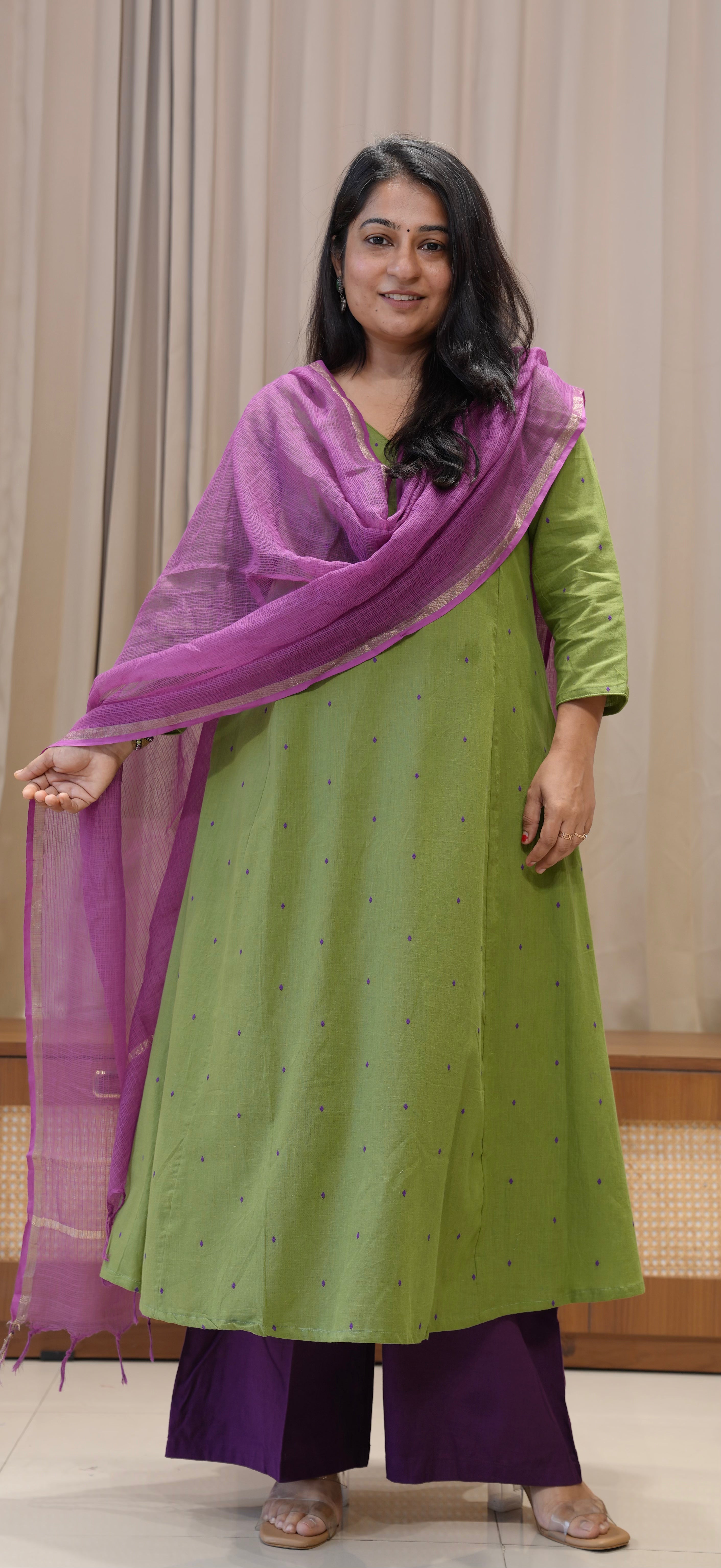 Khushbu Handwoven Cotton Kurta - Cardamom Green