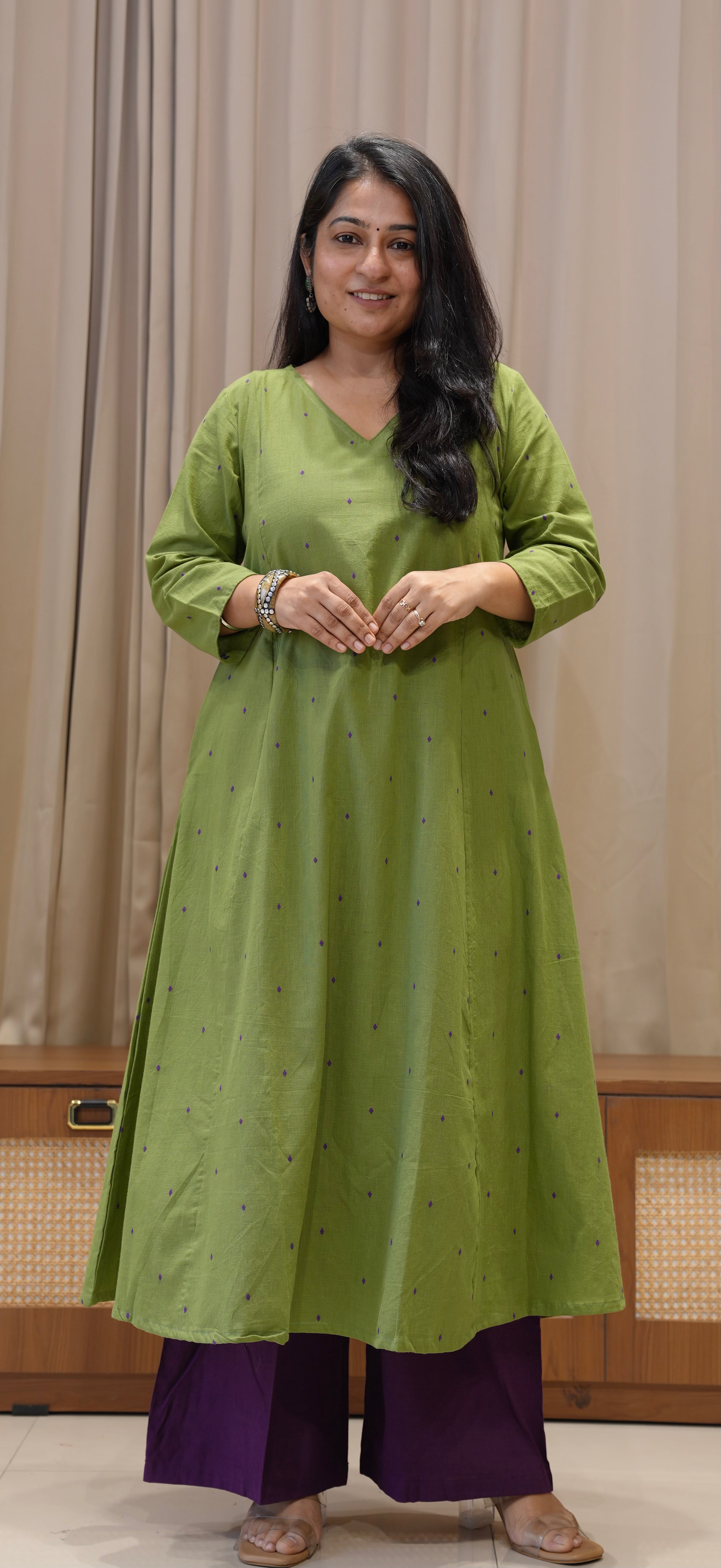 Khushbu Handwoven Cotton Kurta - Cardamom Green