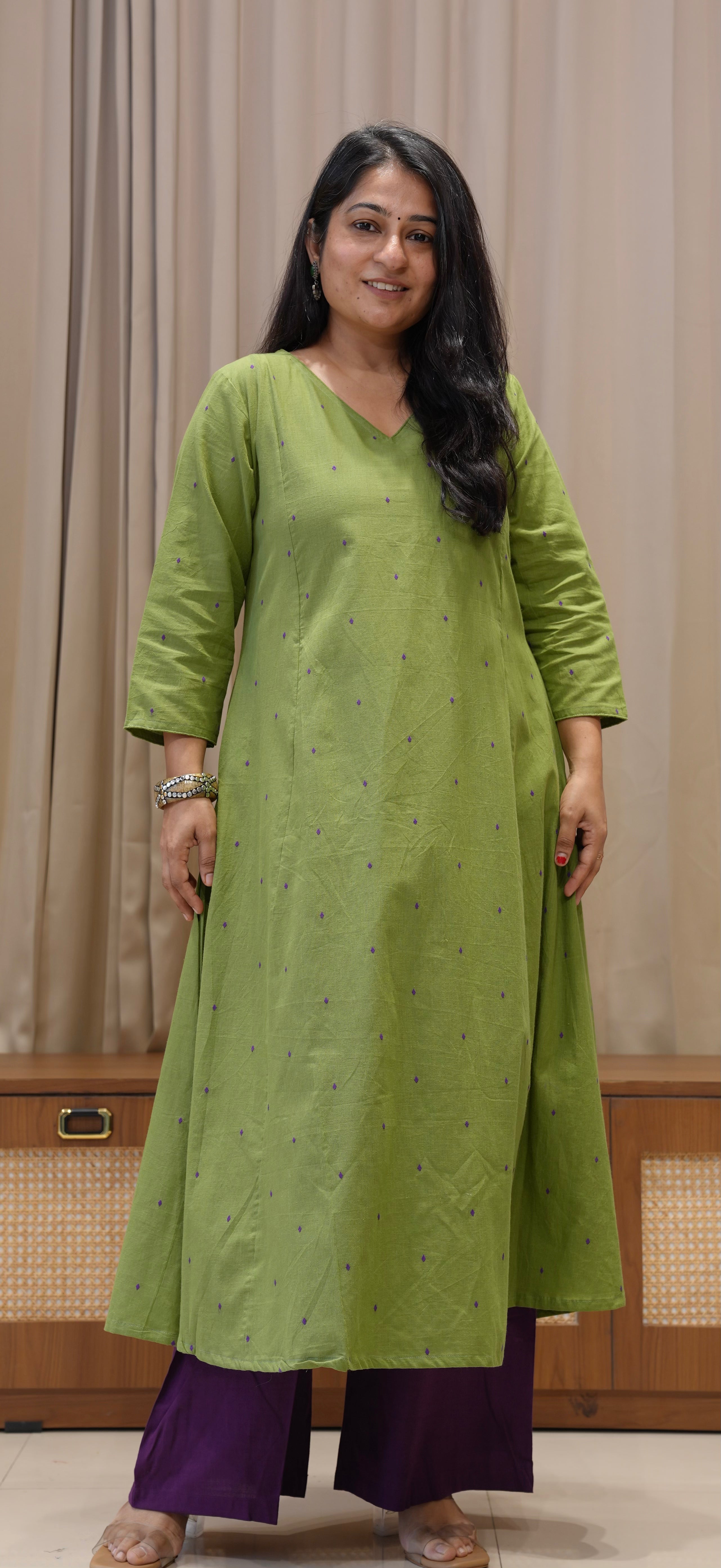 Khushbu Handwoven Cotton Kurta - Cardamom Green