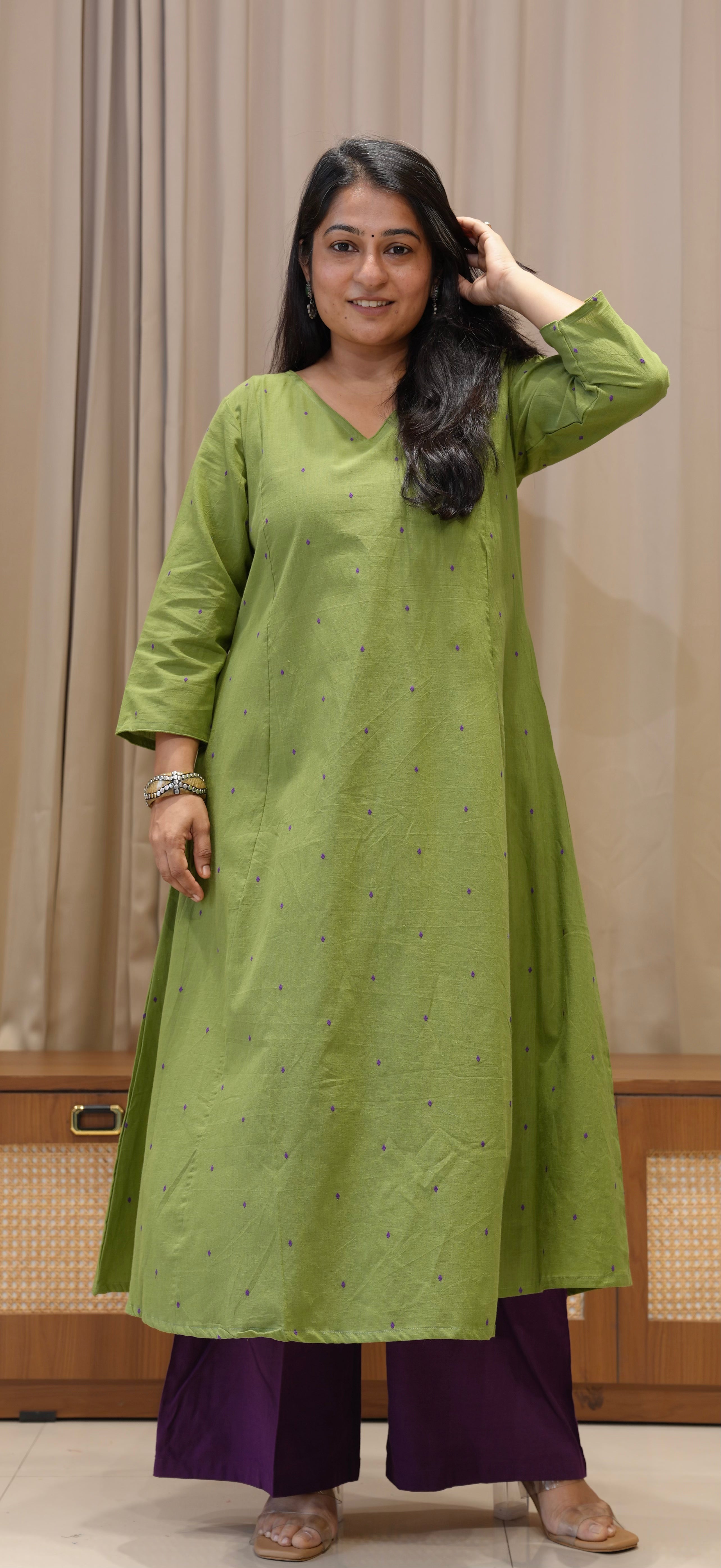 Khushbu Handwoven Cotton Kurta - Cardamom Green