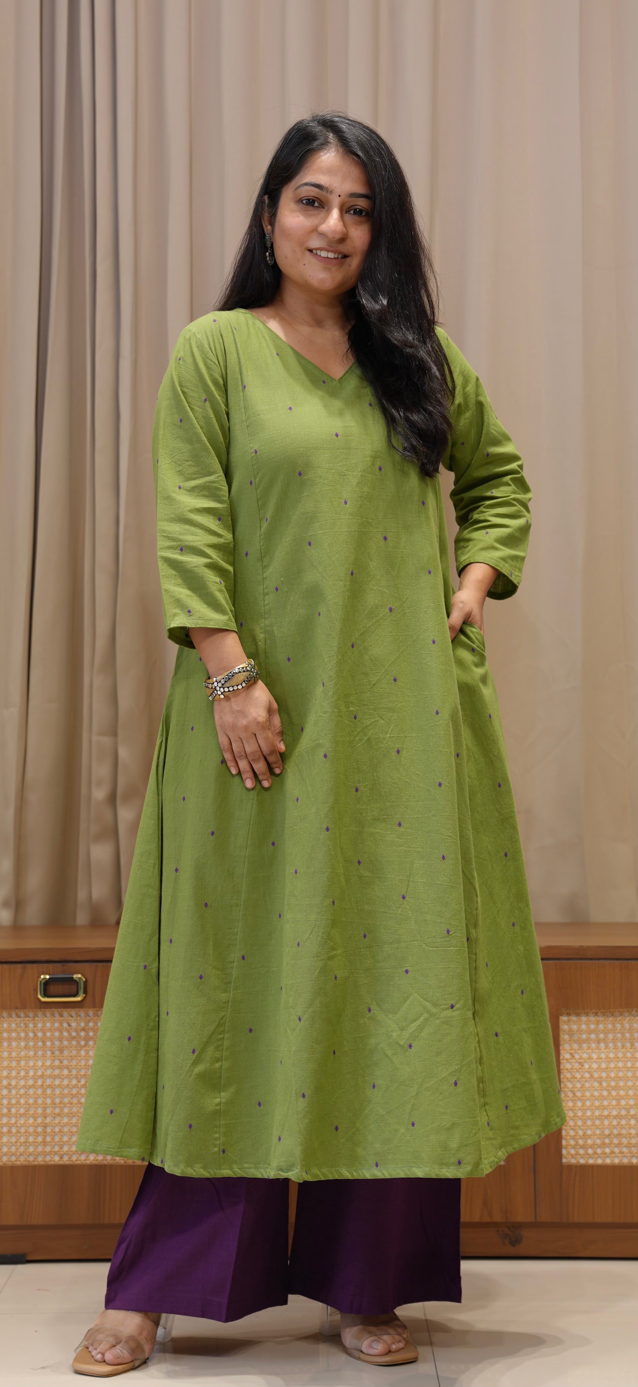 Khushbu Handwoven Cotton Kurta - Cardamom Green