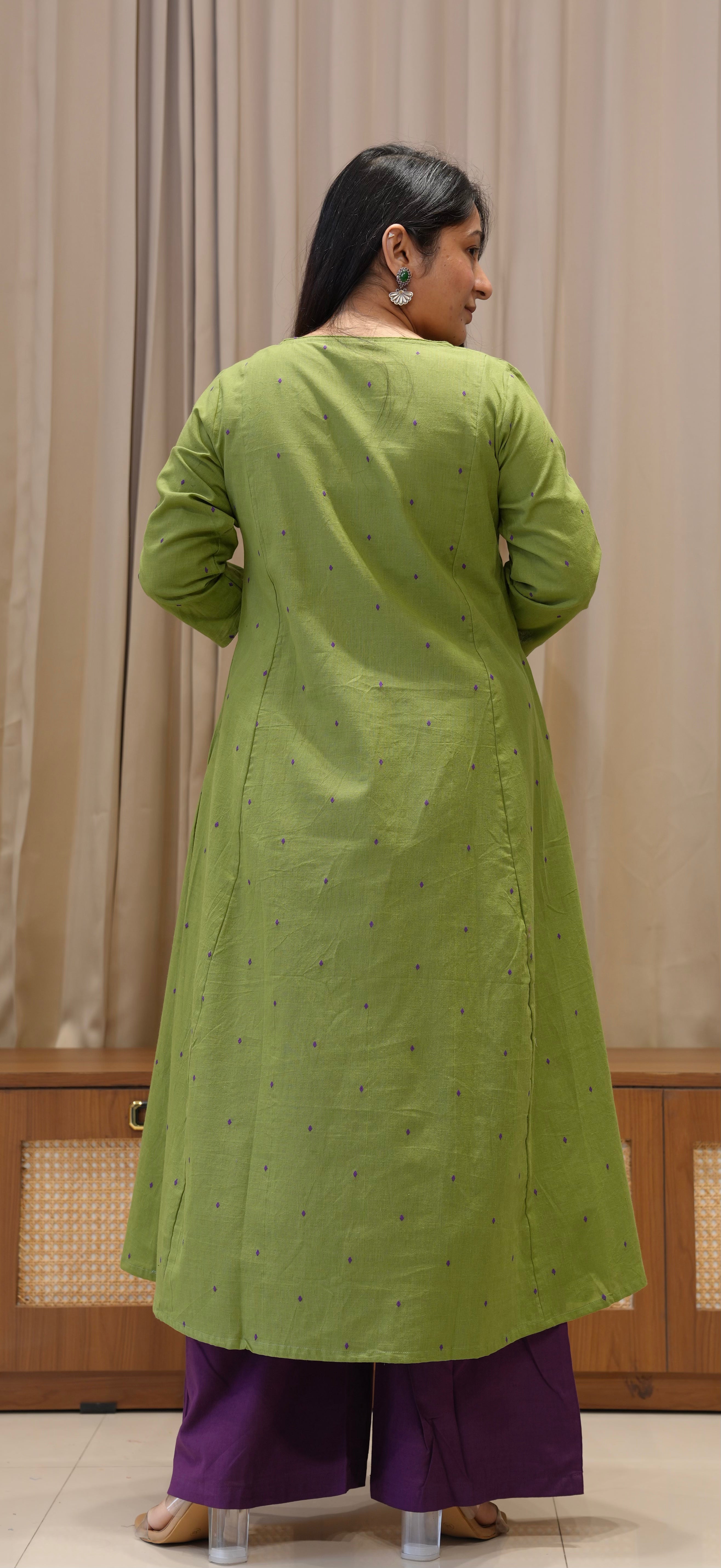 Khushbu Handwoven Cotton Kurta - Cardamom Green