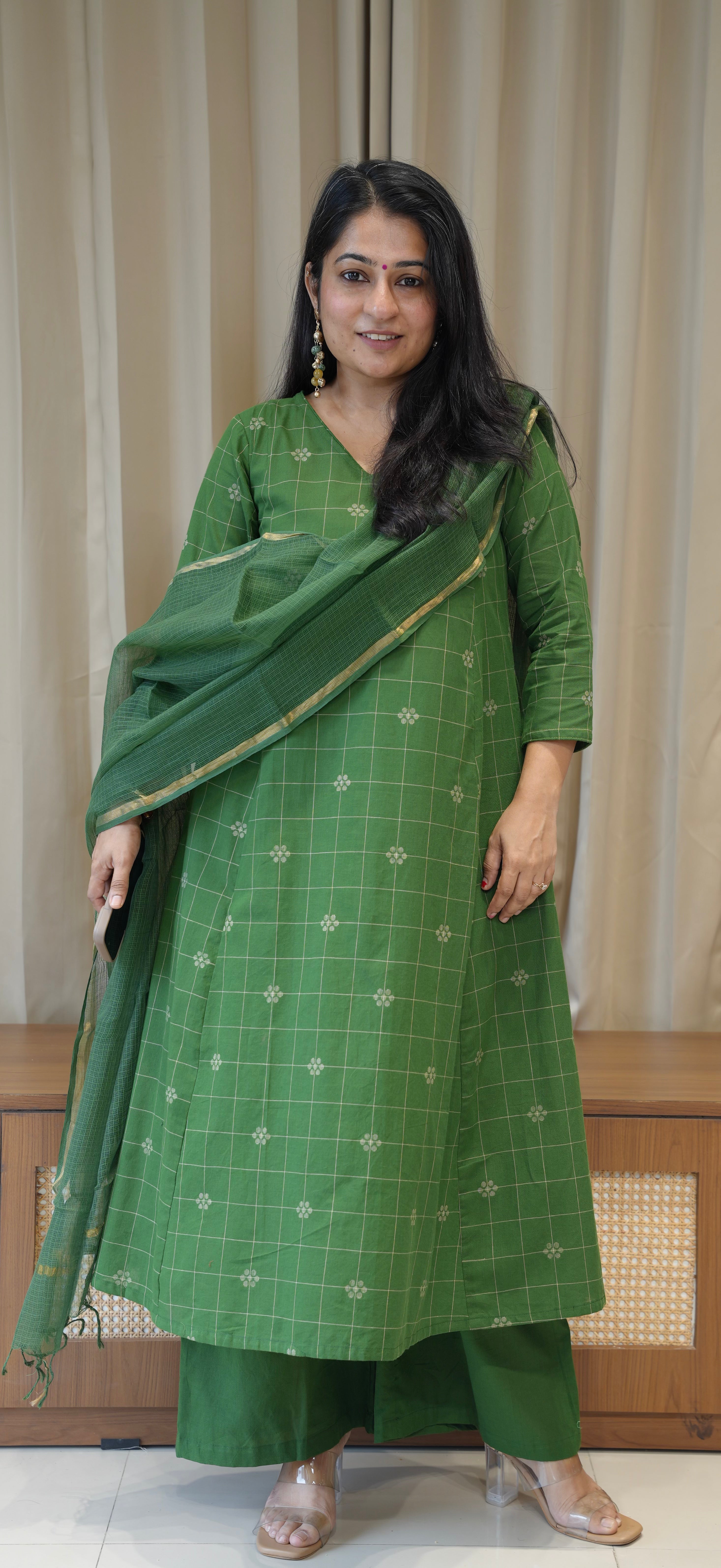 Ananya Handwoven Cotton Kurta - Green