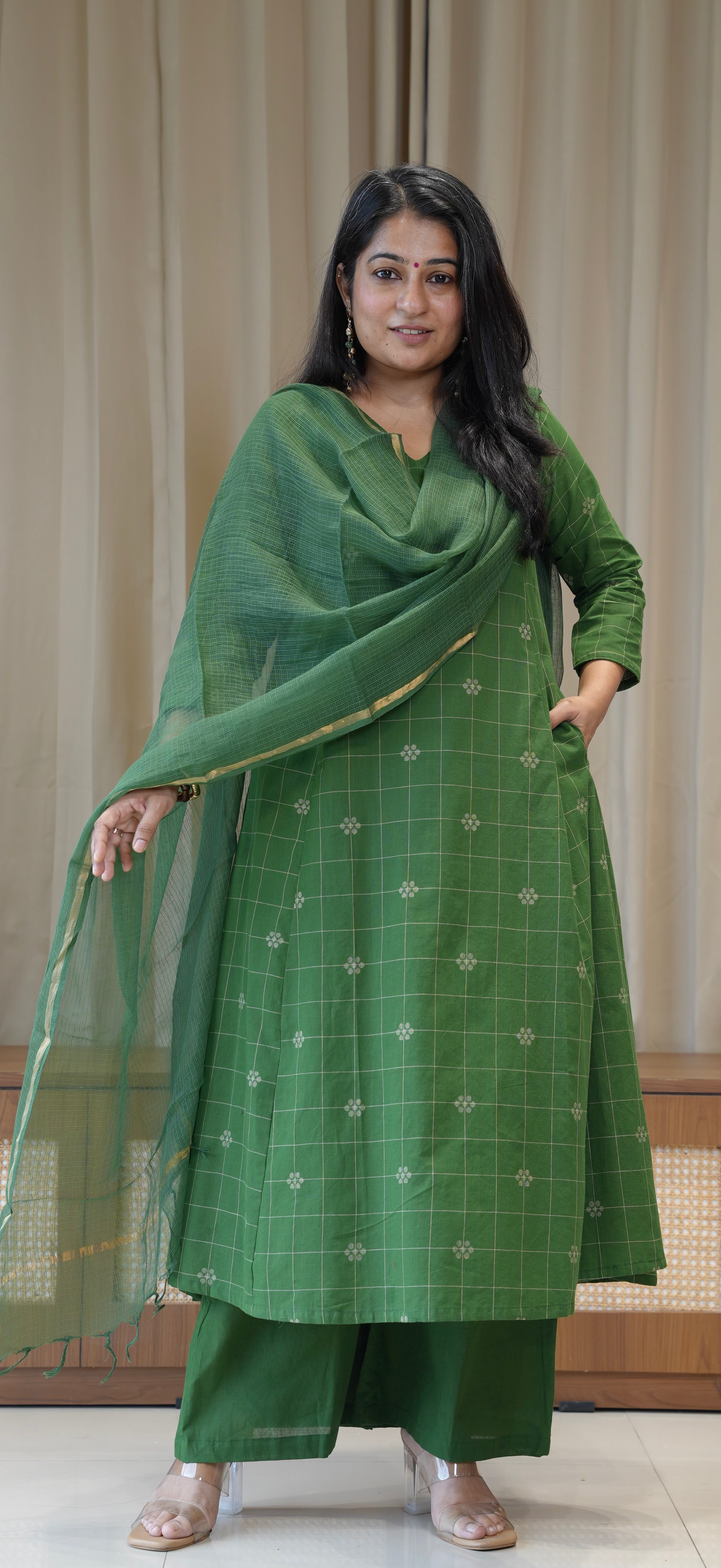 Ananya Handwoven Cotton Kurta - Green