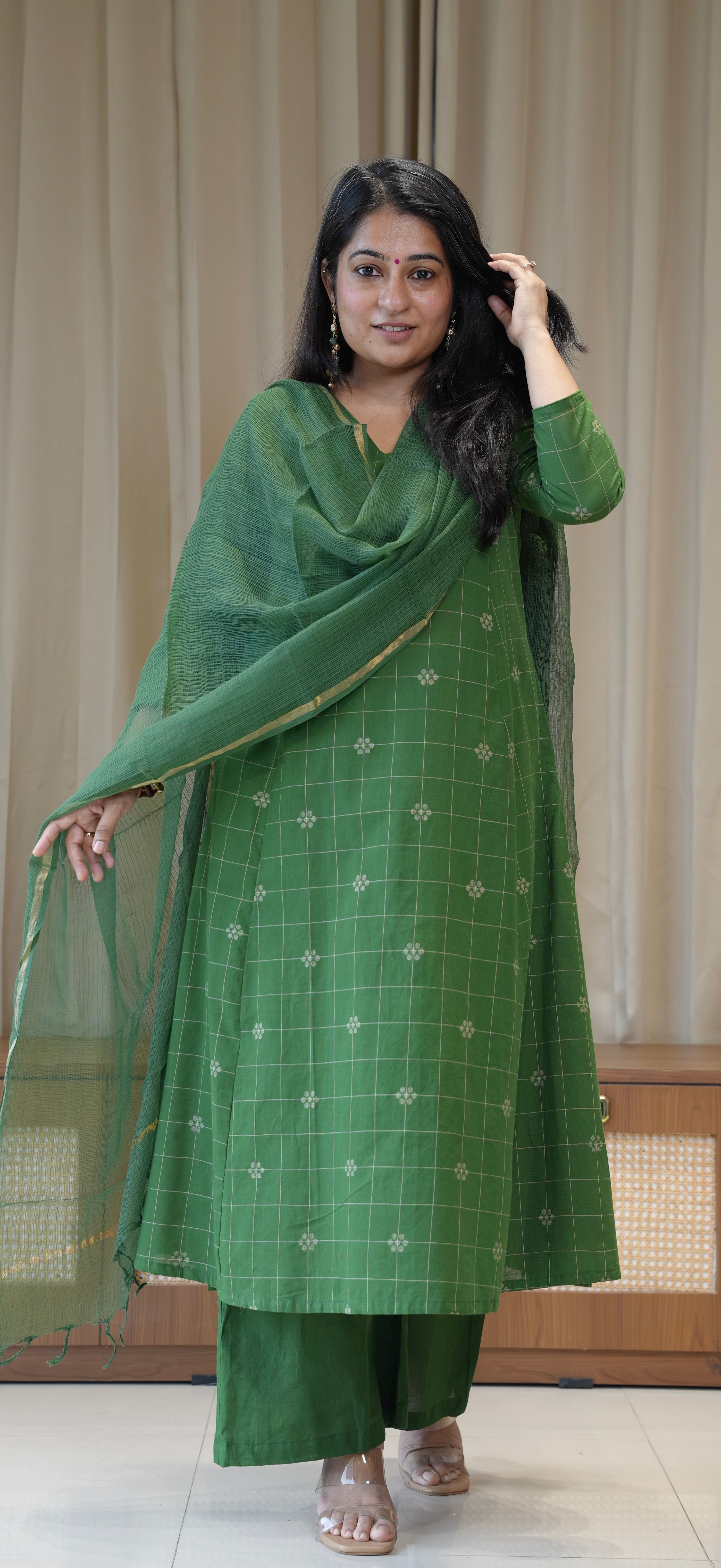 Ananya Handwoven Cotton Kurta - Green
