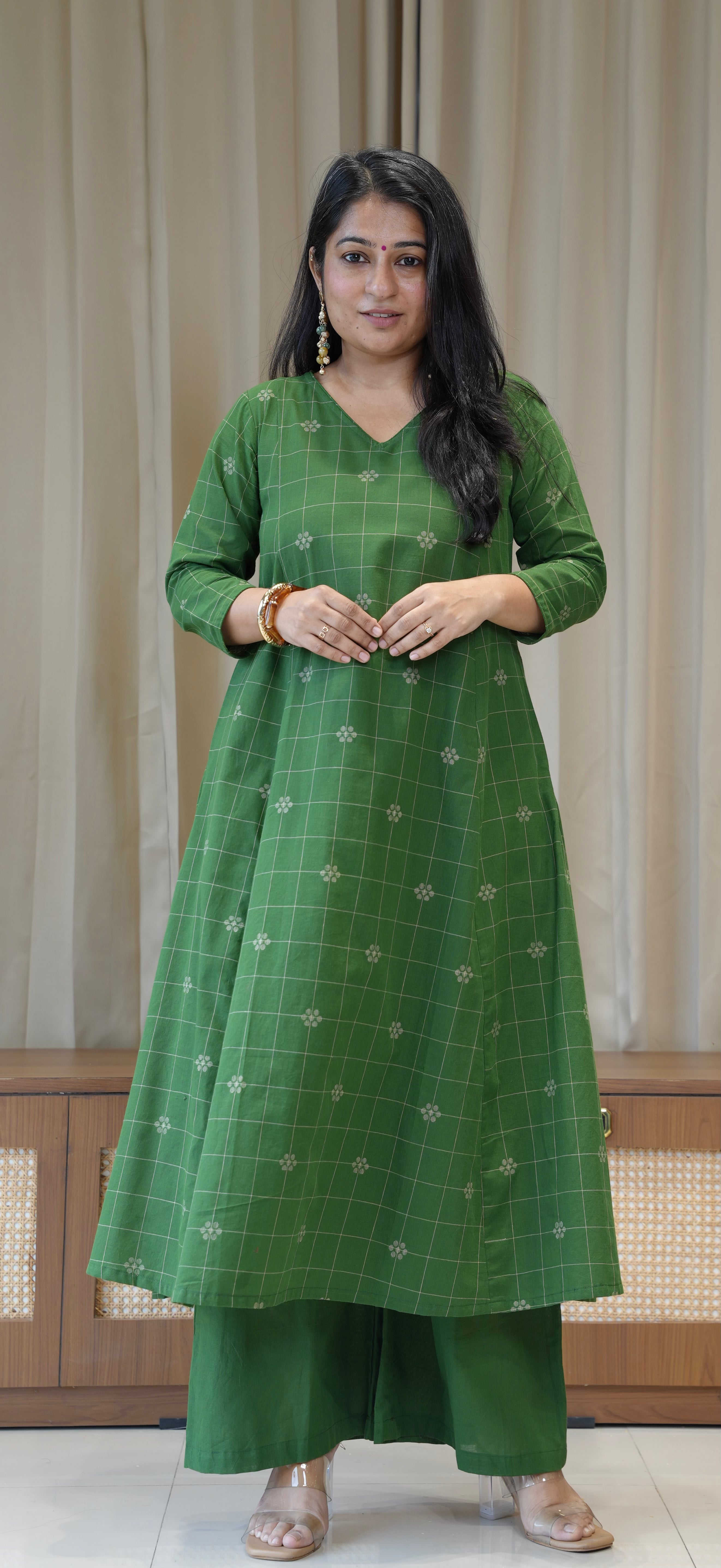 Ananya Handwoven Cotton Kurta - Green