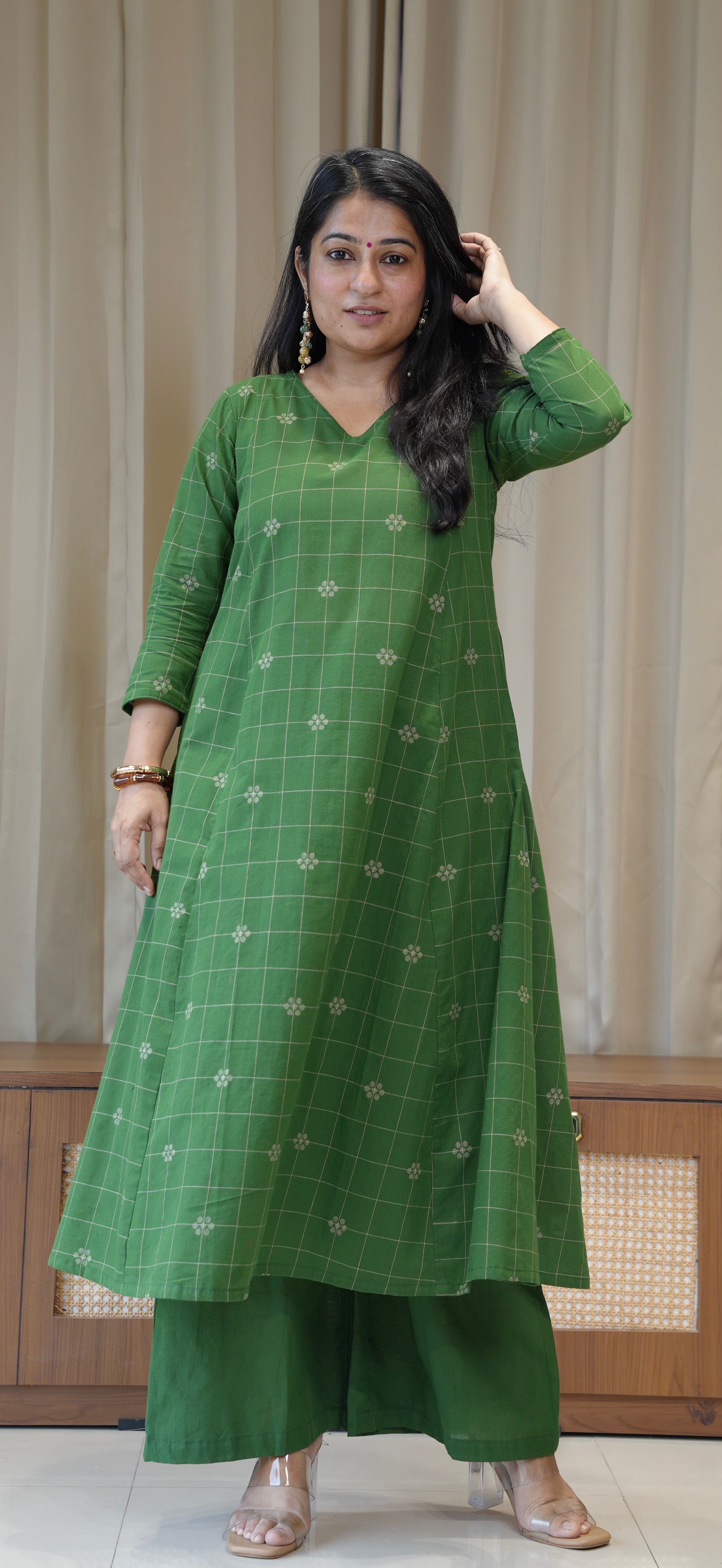 Ananya Handwoven Cotton Kurta - Green