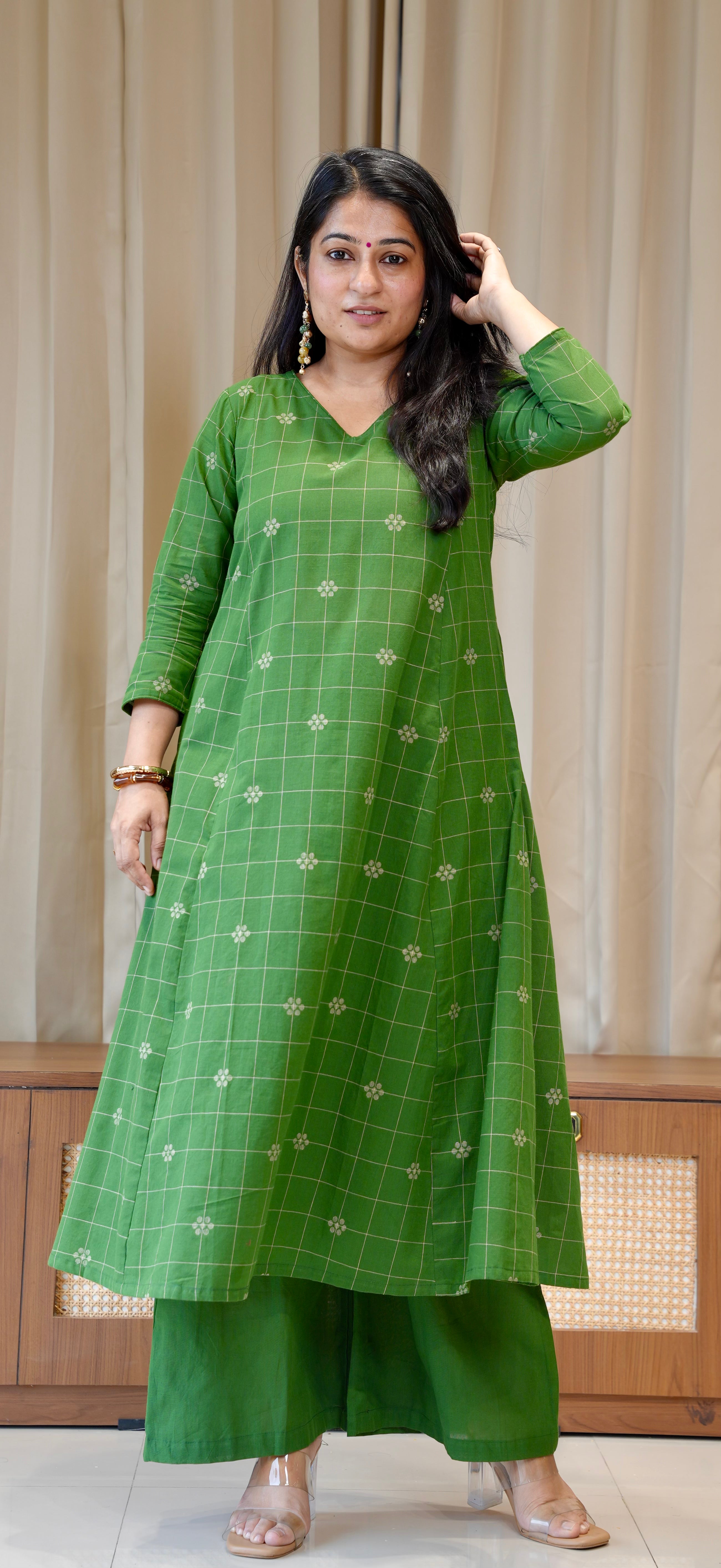 Ananya Handwoven Cotton Kurta - Green
