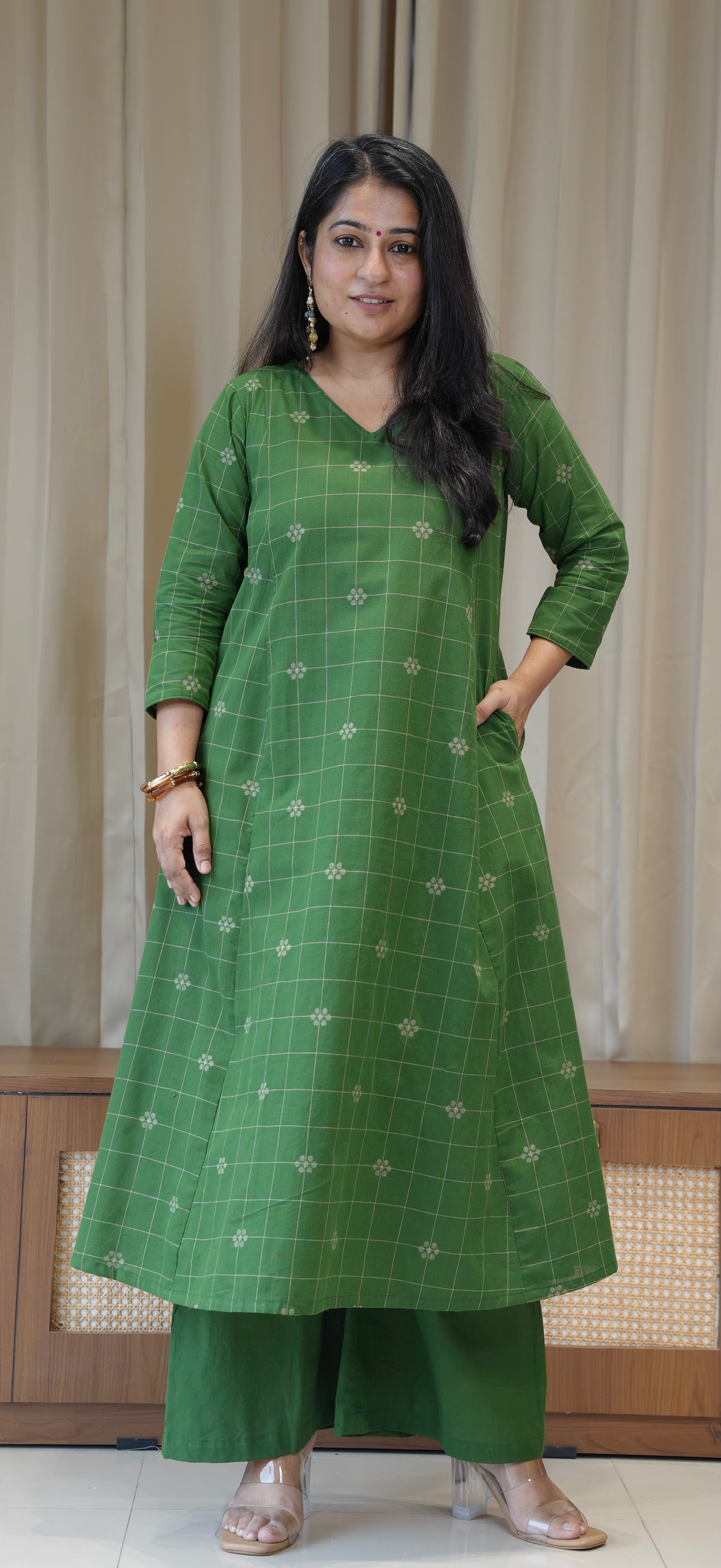 Ananya Handwoven Cotton Kurta - Green