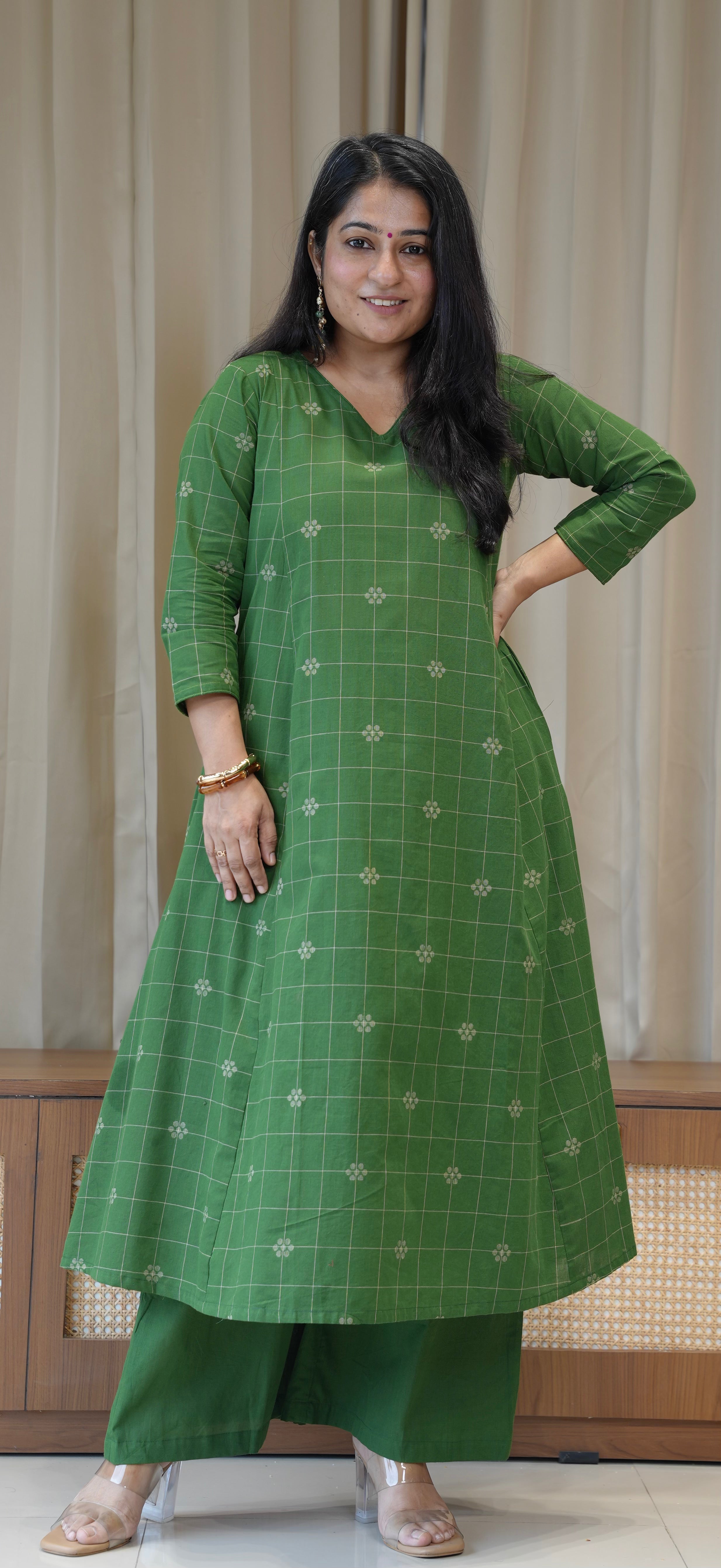 Ananya Handwoven Cotton Kurta - Green