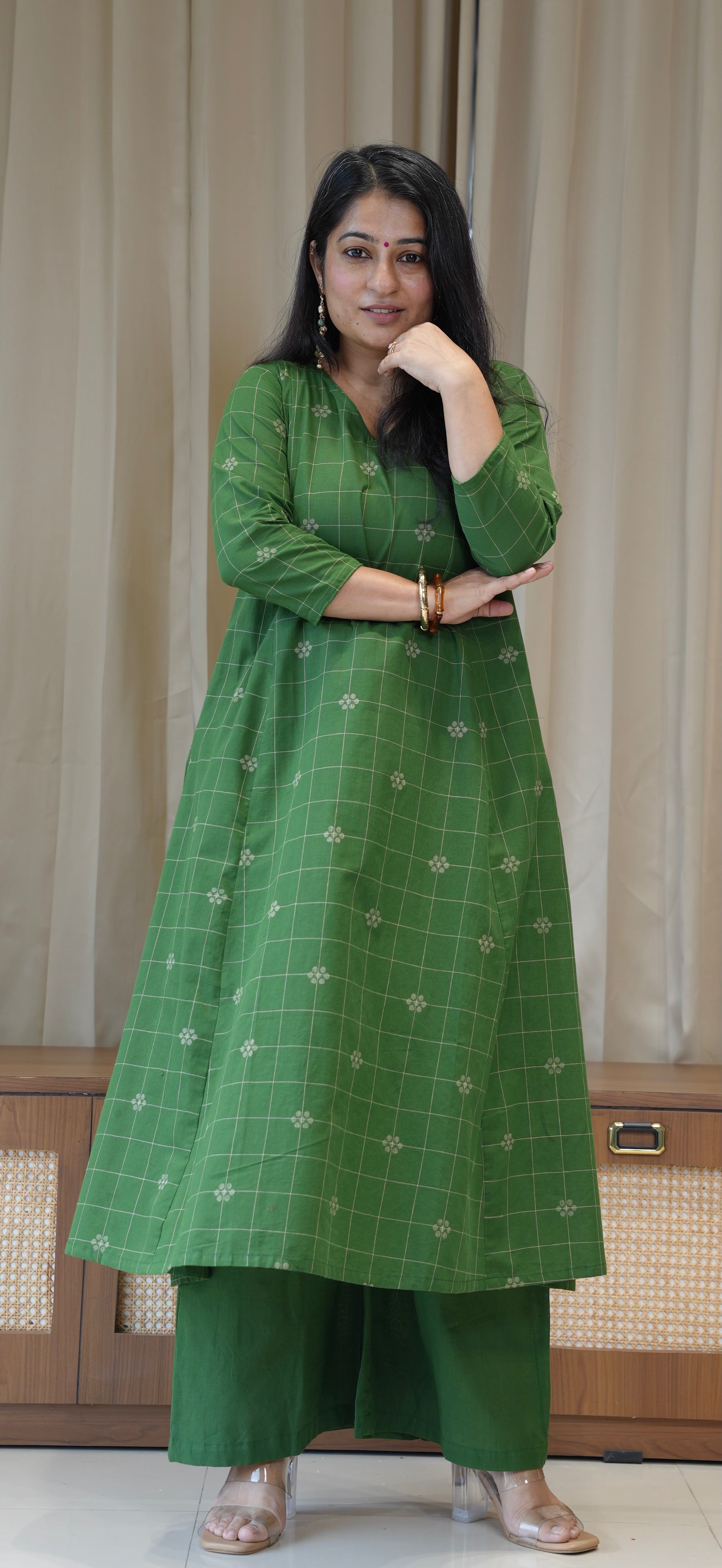 Ananya Handwoven Cotton Kurta - Green